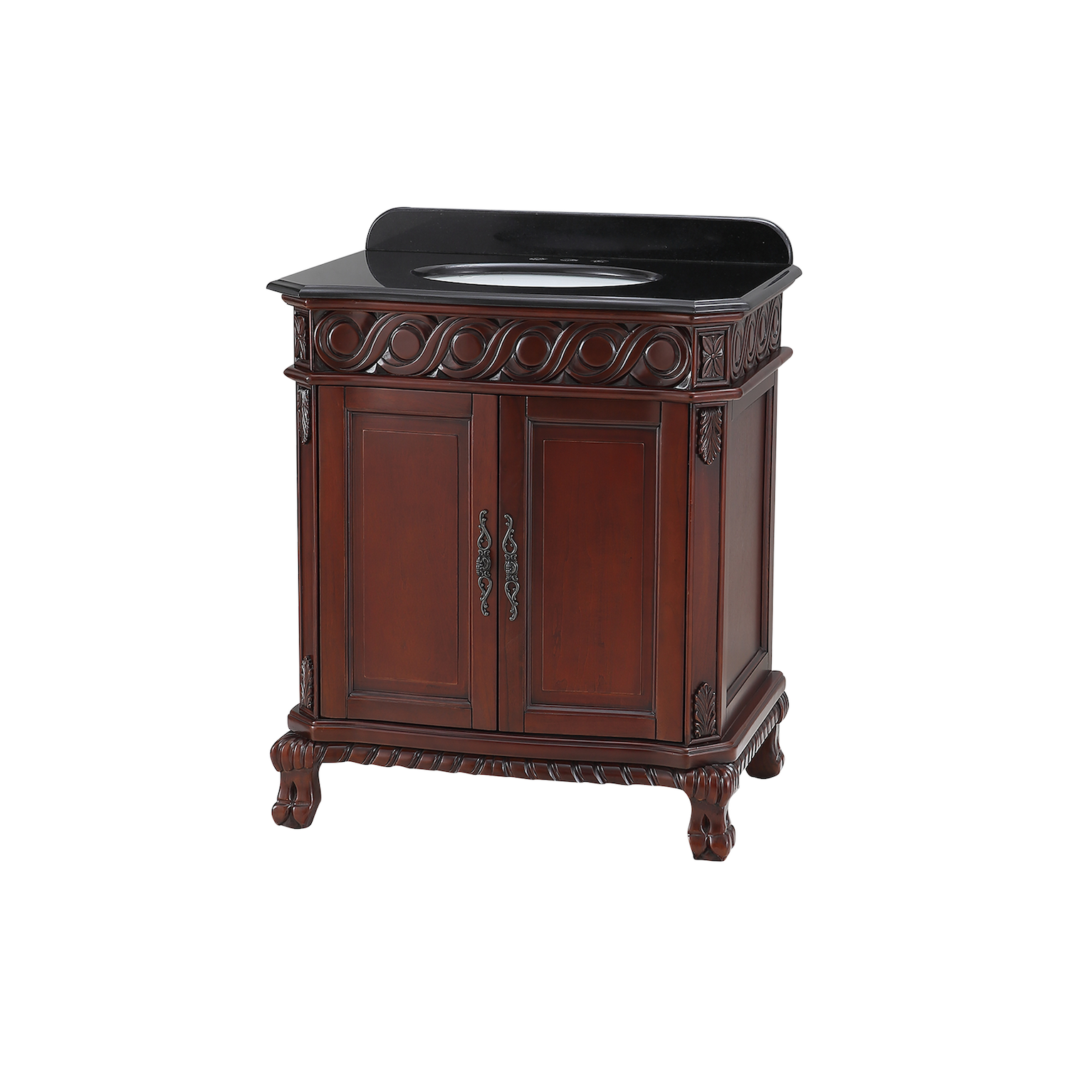 Wall-Mounted Bathroom Vanity in Dark Cherry - Decora