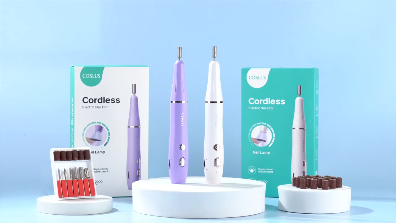 thumbnail video image 3 of COSLUS Cordless Nail Drill Electric File,with Nails Lamp 2 in 1 Portable Nail Drill Machine Kit,Rechargeable Manicure Pedicure Tools Polish Set Purple, 3 of 10