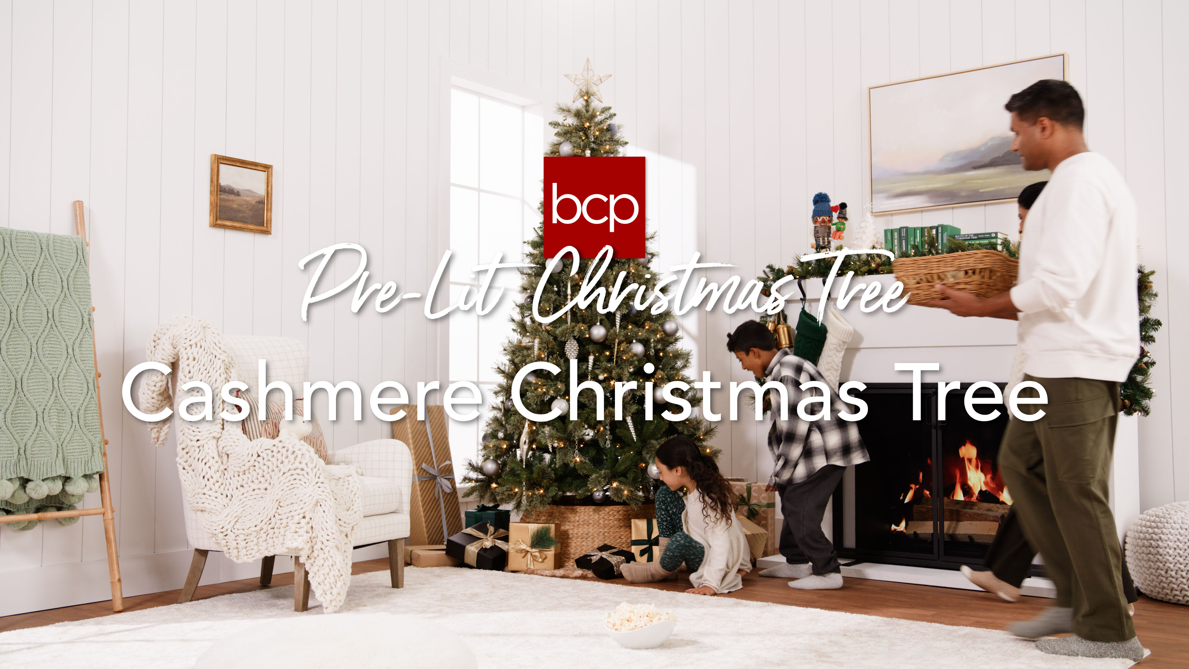 thumbnail video image 2 of Best Choice Products 6ft Pre-Lit Cashmere Christmas Tree Holiday Decor w/ Cordless Connection, 2-in-1 LED Lights, 2 of 10