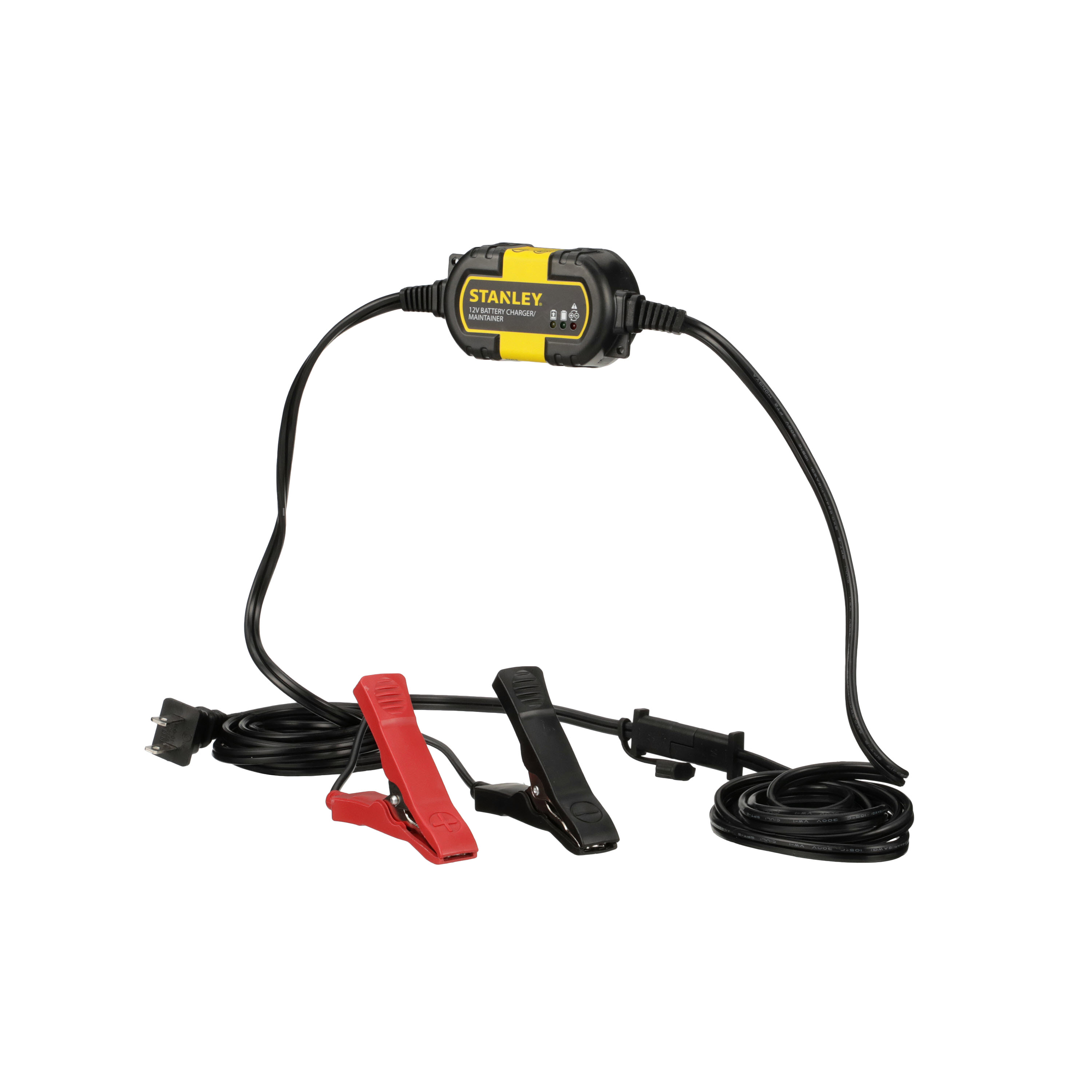 STANLEY BM1S Fully Automatic 1 Amp 12V Battery Charger/Maintainer with Cable Clamps 