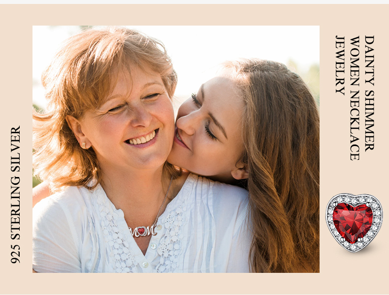 thumbnail video image 2 of Bestyle Heart Love Mom Necklace 925 Sterling Silver Created Diamond Birthstone Necklace April Birthday Gifts for Women Mom Mother-in-Law Grandma Jewelry, 2 of 9