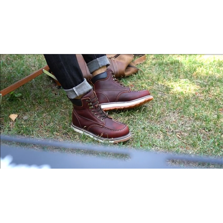 SAFETY LOONG Moc Toe Work Boots for Men Soft Toe Comfortable Full