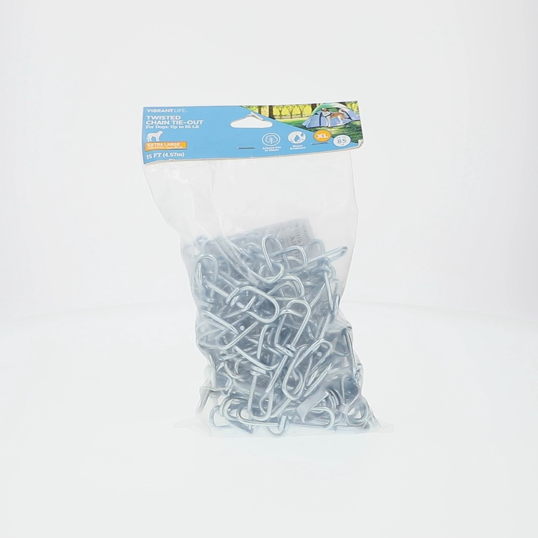 Vibrant Life Extra Large 15' Reflective Twisted Chain Dog Tie Out