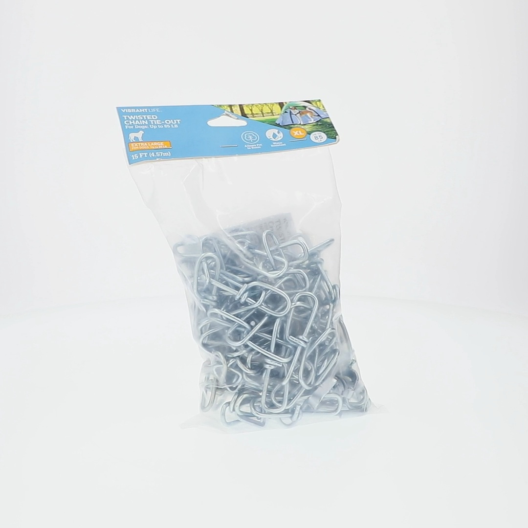 Vibrant Life Extra Large 15' Reflective Twisted Chain Dog Tie Out