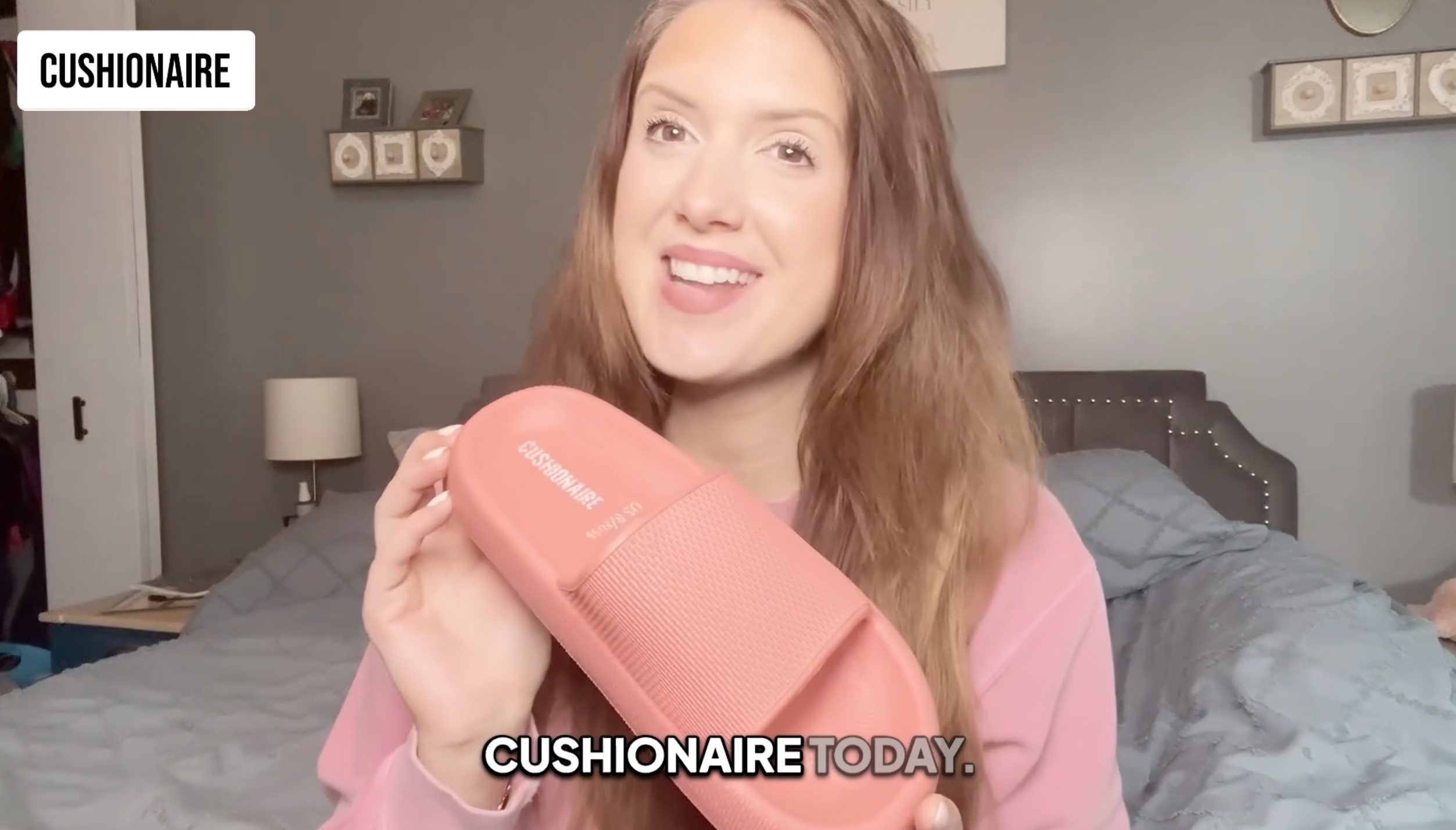 thumbnail video image 2 of Cushionaire Feather Pillow Slide Sandals for Women – Comfortable and Squishy Slip On Womens Slippers, Indoor Outdoor Shower Shoes, Beach Essential Cloud Slides, 2 of 19