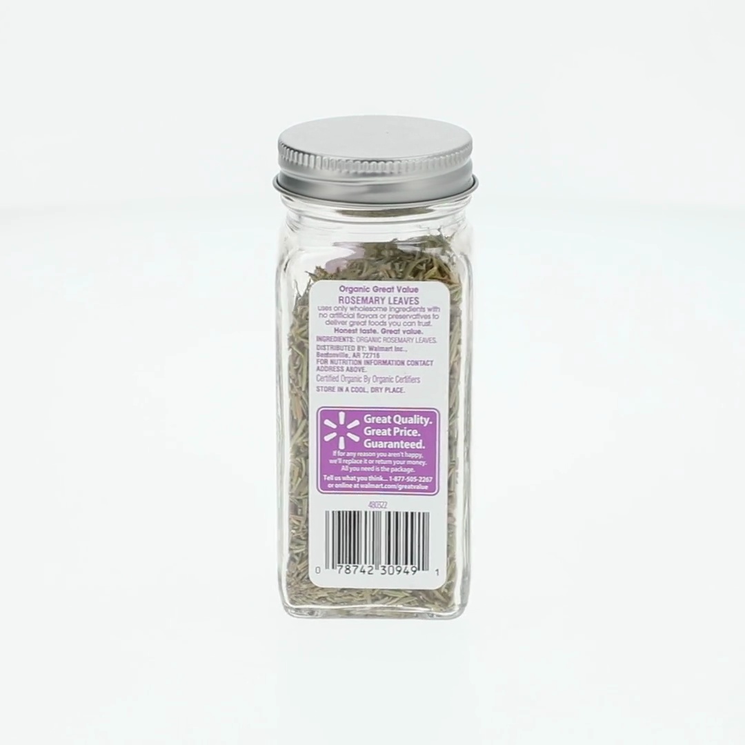 Great Value Organic Rosemary Leaves 0.85 oz USDA Certified Organic