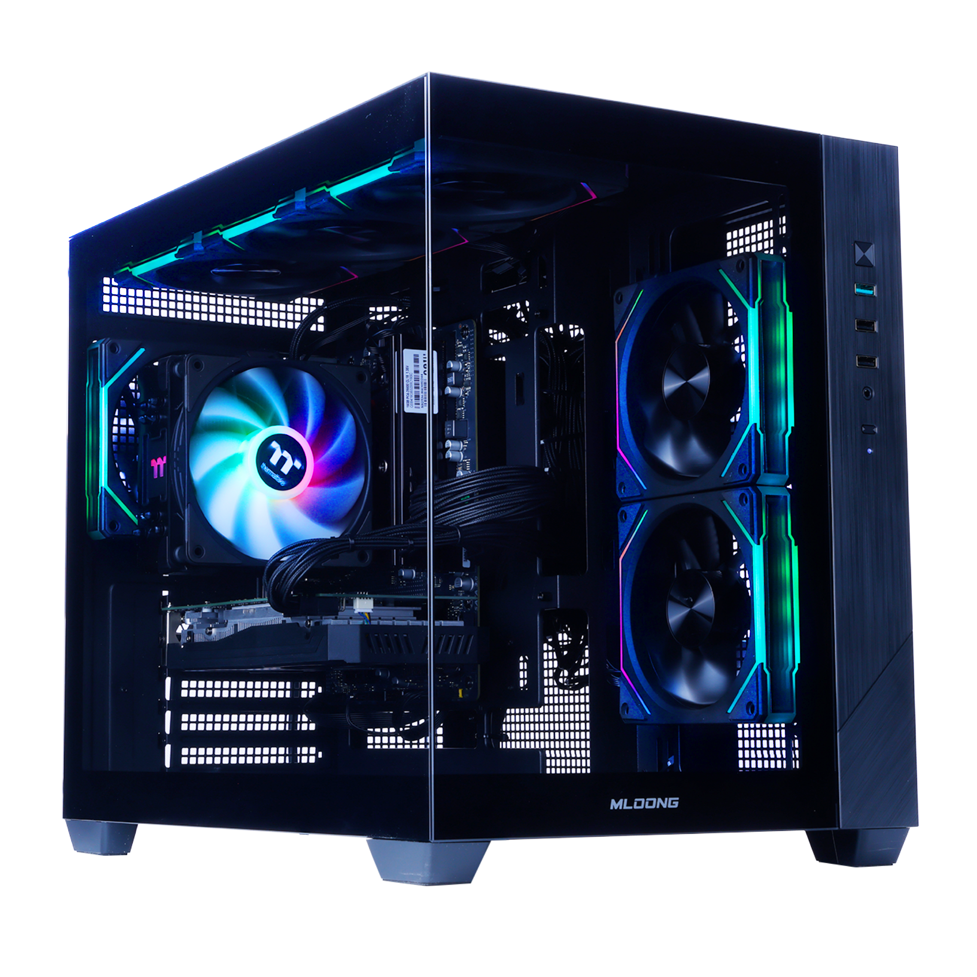 thumbnail video image 2 of Mloong Gaming PC AMD Ryzen 5 5500 NVIDIA GeForce RTX 5060 16GB RAM 1TB SSD 650W Win11 WIFI Desktop Black, 2 of 9