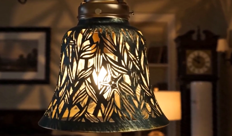 thumbnail video image 2 of 4 Set Starfish Ceiling Fan Light Covers , AEELLEEA Metal Mini Lamp Shade Light Fixture cover for Pendant Light,Tulip Ceiling Light Cover 2-1/8" Fitter Size, 5-1/8" High x 6" Diameter, 2 of 8