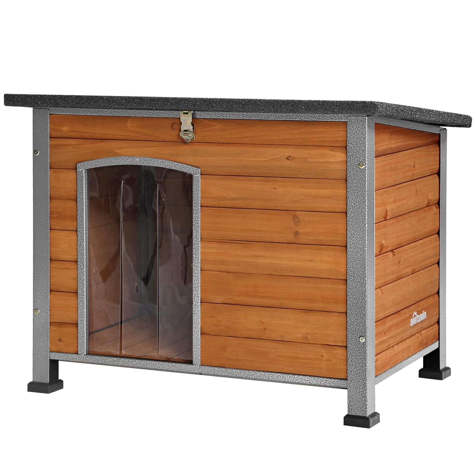 thumbnail video image 2 of Aivituvin Wooden Dog House Anti-chewing Kennels for Outdoor & Indoor, Browm, Medium, 2 of 7
