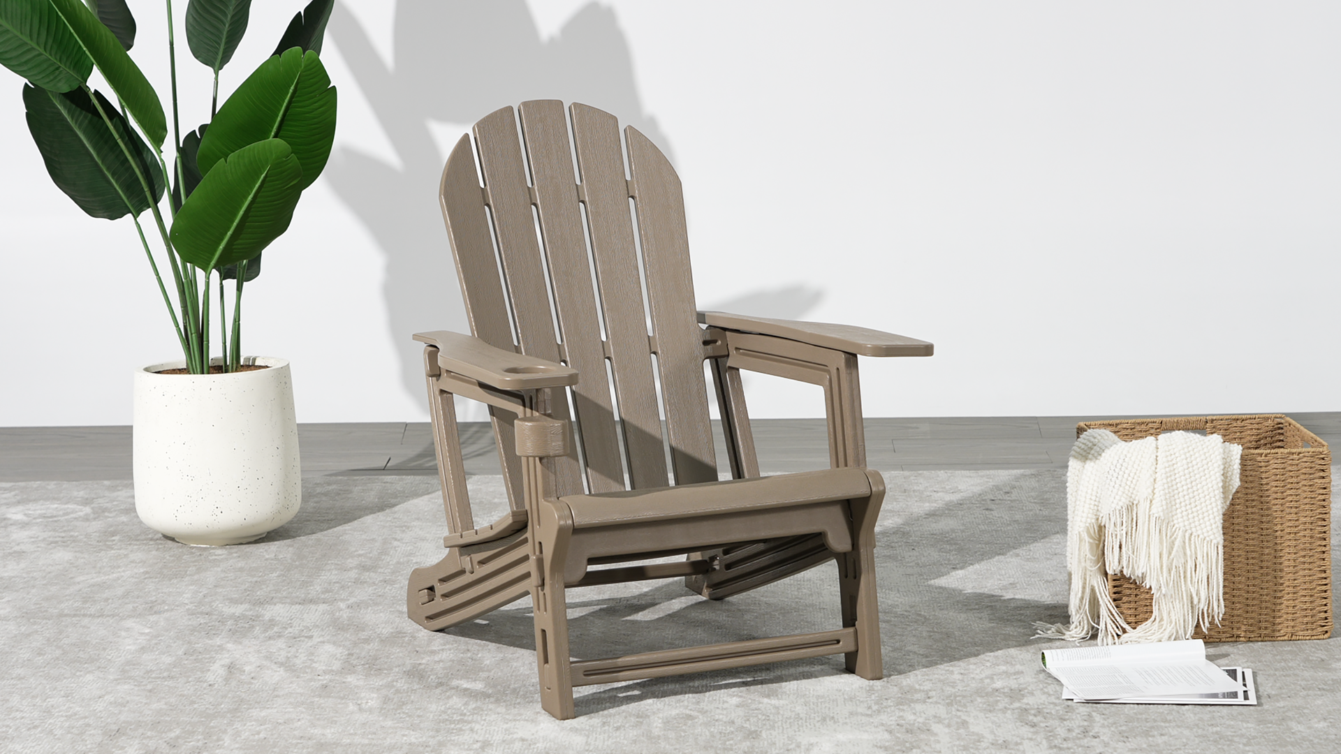 thumbnail video image 2 of WestinTrends Tool-Free Assembly Outdoor Patio HDPE Plastic Adirondack Chair with Cup Holder, Red, 2 of 17