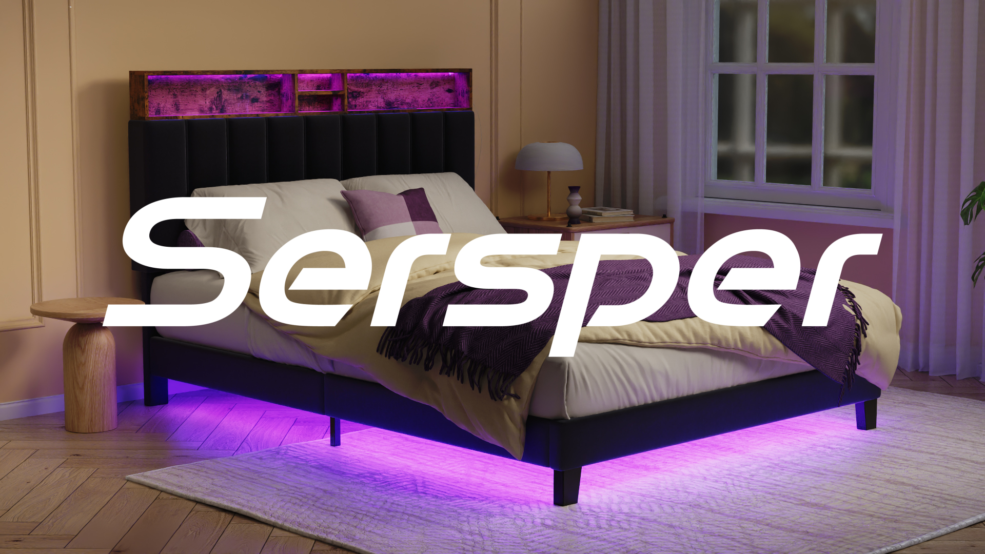 thumbnail video image 2 of Sersper Queen Size Platform Bed Frame with Storage Upholstered Headboard, Built-in Charging Station & RGB LED Lights, Noise-Free, Easy Assembly, Gray, 2 of 10