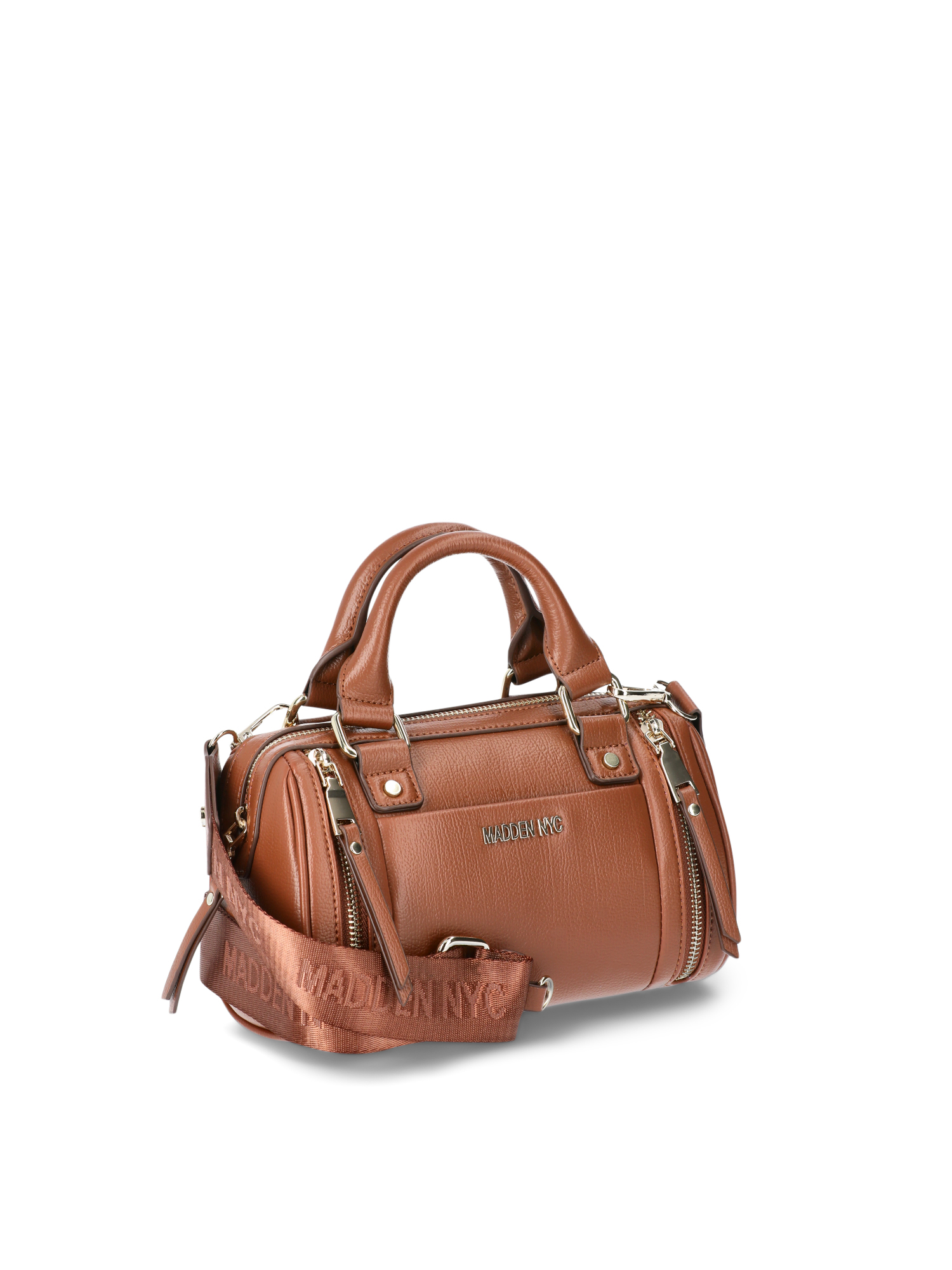 Madden NYC Women's Multi Zipper Barrel Bag, Cognac - Walmart