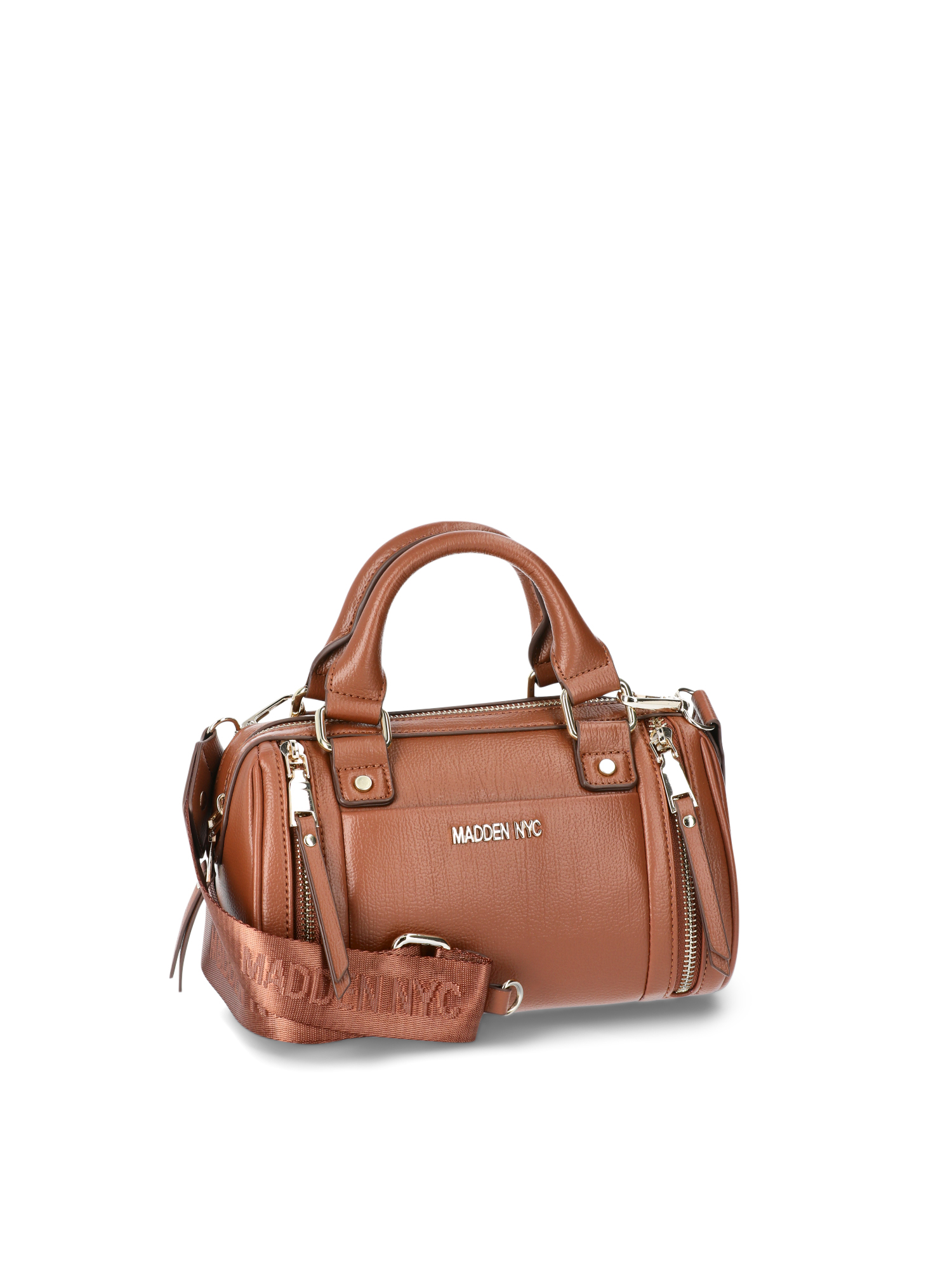 Madden NYC Women's Multi Zipper Barrel Bag, Cognac - Walmart