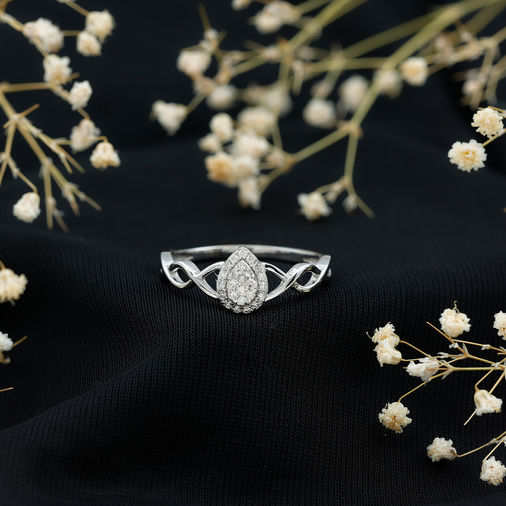 thumbnail video image 2 of Rosec Jewels Illusion Set Diamond Engagement Ring for Women - Statement Teardrop Ring, 10K Yellow Gold, US 8.50, 2 of 7