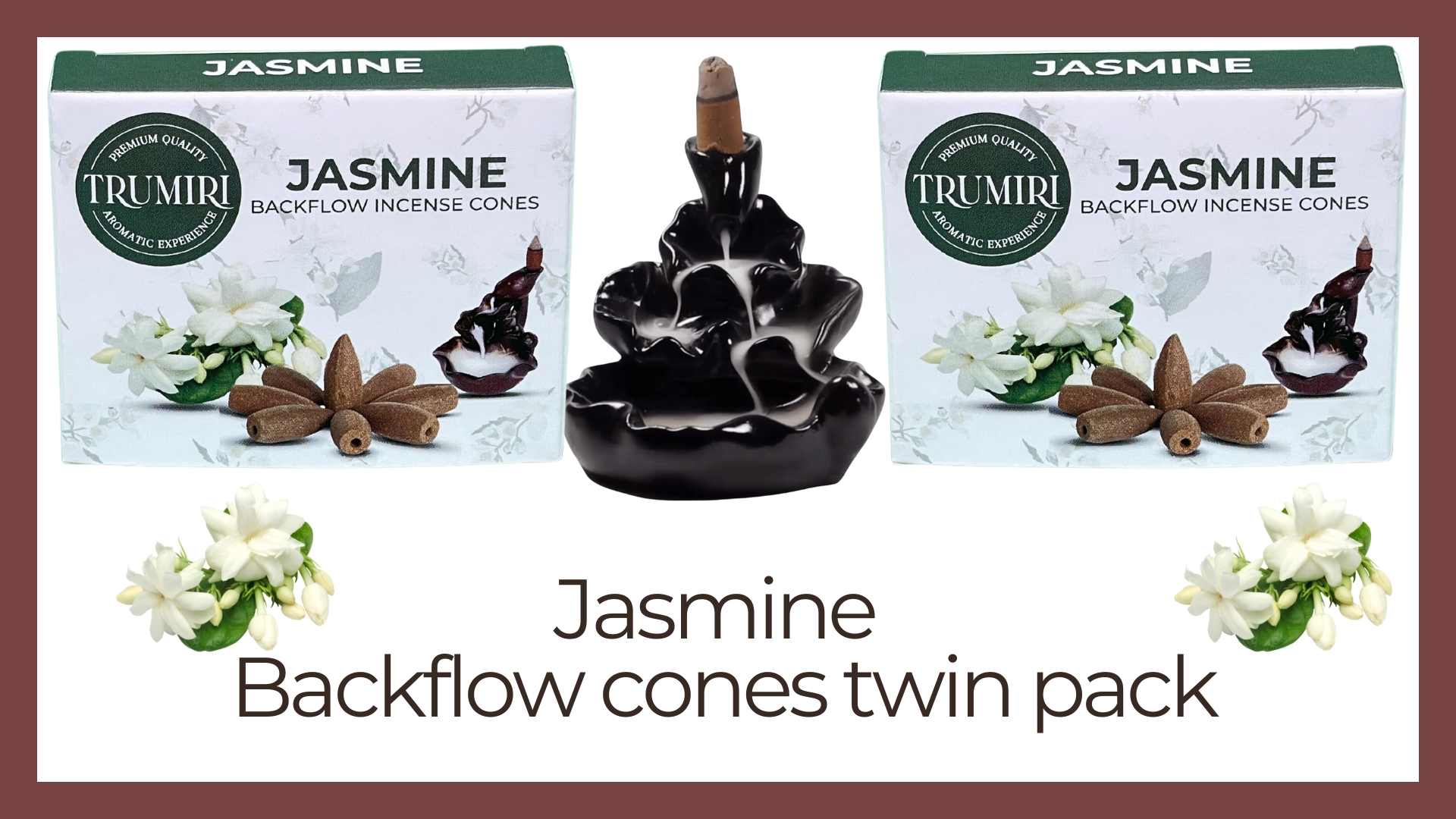 thumbnail video image 2 of Jasmine Backflow Incense Cones - Total 20 Incense Cones Waterfall - Dual Pack of 10 Incense Backflow Cones - Waterfall Incense Cones - Incense Waterfall Cones, 2 of 10
