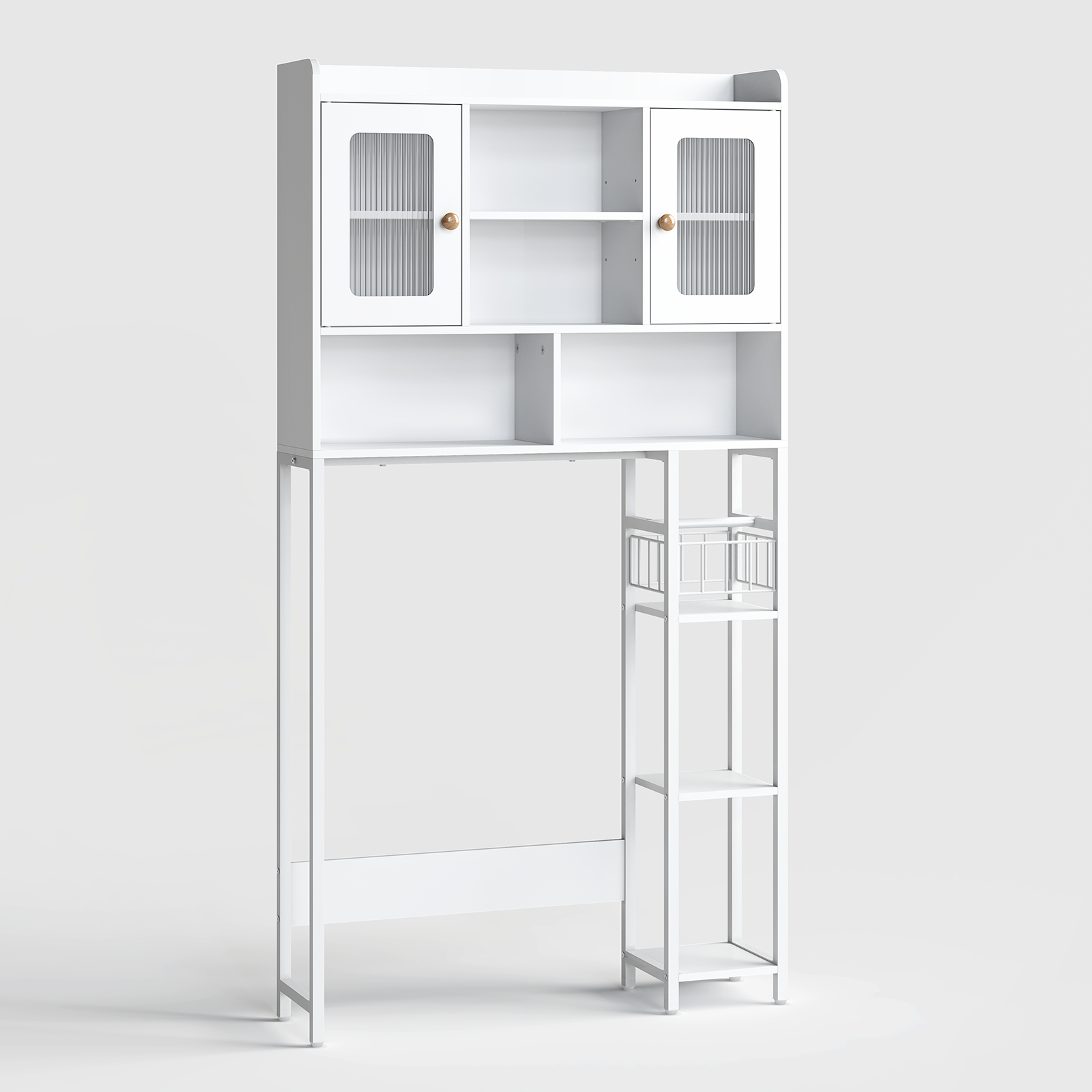 thumbnail video image 2 of JOINICE Over-the-Toilet Storage Cabinet with Adjustable Shelf and Doors, White, 2 of 8