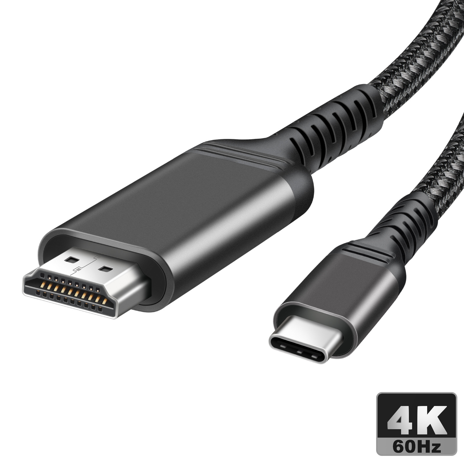 thumbnail video image 2 of USB-C to HDMI Cable 6.6ft, 4K@60Hz USB Type C to HDMI 2.0 Braided Cord, Compatible with iPhone 16 Pro Max, MacBook, iMac, iPad Pro, Galaxy, Surface, 2 of 11