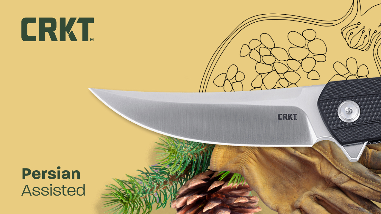 thumbnail video image 2 of CRKT Persian Everyday Carry Assisted Folding Knife with Liner Lock: D2 Plain Edge Blade, Glass-Reinforced Nylon Handle, Pocket Clip, 7060, 2 of 7