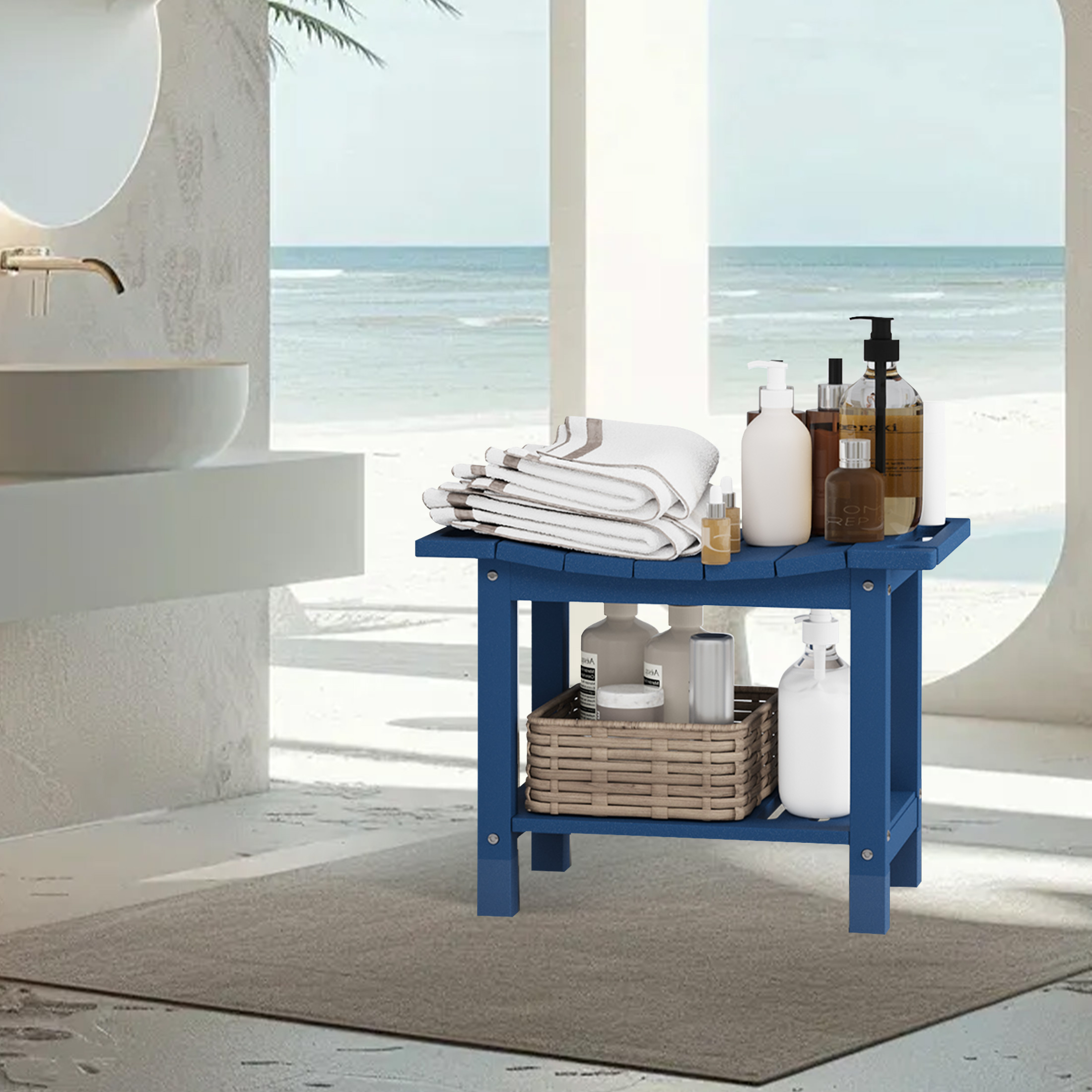 thumbnail video image 2 of AreShark HDPE Shower Bench Stool for Inside Shower, Waterproof & Non-Slip Shower Seat with Storage Shelf, Perfect for Shaving Legs & Spa Bathrooms, Indoor/Outdoor Use (Black), 2 of 9