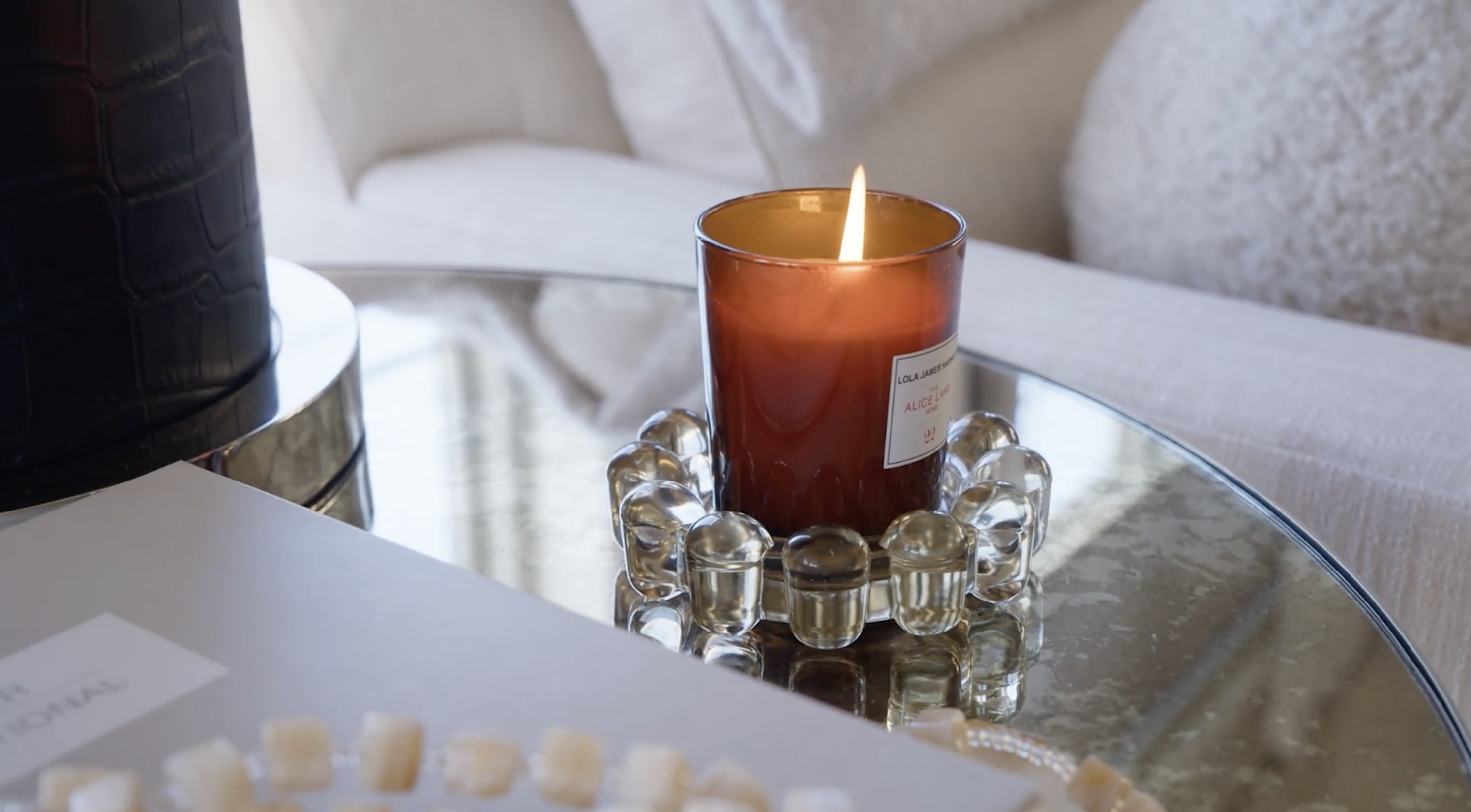 thumbnail video image 2 of Alice Lane Original Bubble Candle Dish – Chic Clear Glass Candle Dish for Home Decor – Decorative Modern Candle Holder for Small Candles & Diffusers, 2 of 6