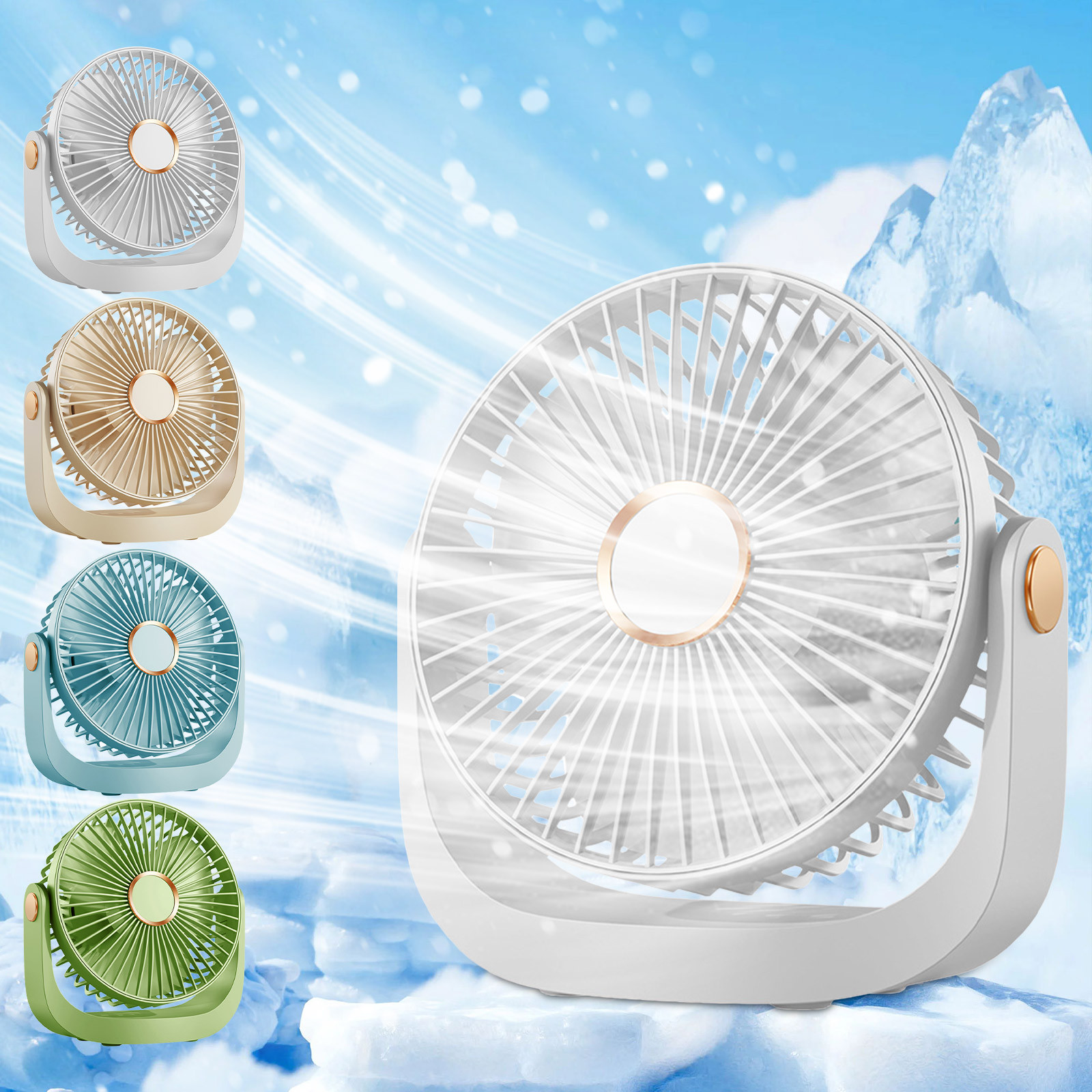 thumbnail video image 2 of Desk Fan 7 Inch Portable Fan Desk Fans Small Quiet Powerful Table Fan 360 Degree, 2 of 5