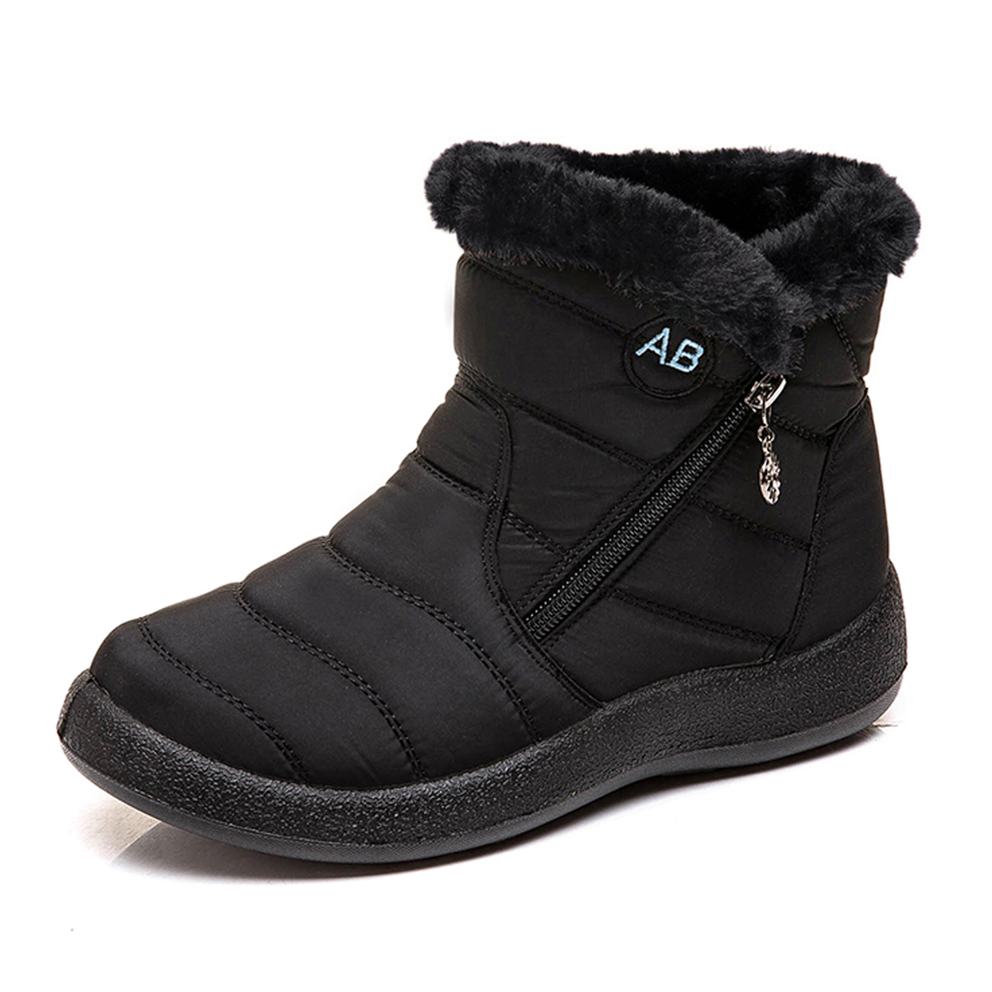 thumbnail video image 2 of HAJINK Women Winter Snow Boots Keep Warm Ankle Booties Non-Slip Sole Waterproof Shoes, 2 of 6