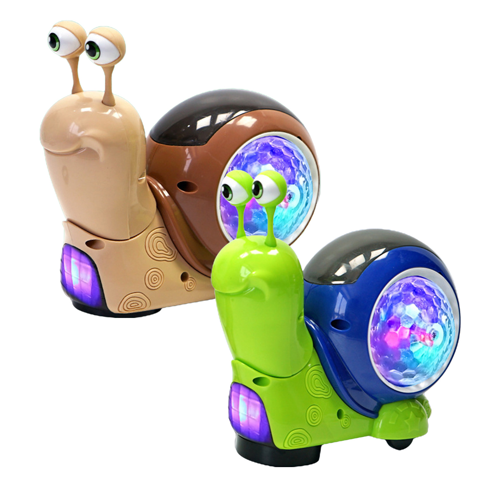 thumbnail video image 2 of Electric Crawling Snail Toy - Cute with Music & Colorful Lights, For s (Ages 1-3), Encourages Crawling & Exploration, Durable Plastic, Safe for, Great Birthday/Christmas Gift, Khaki, 5.3*3.5*5.3in, 2 of 10