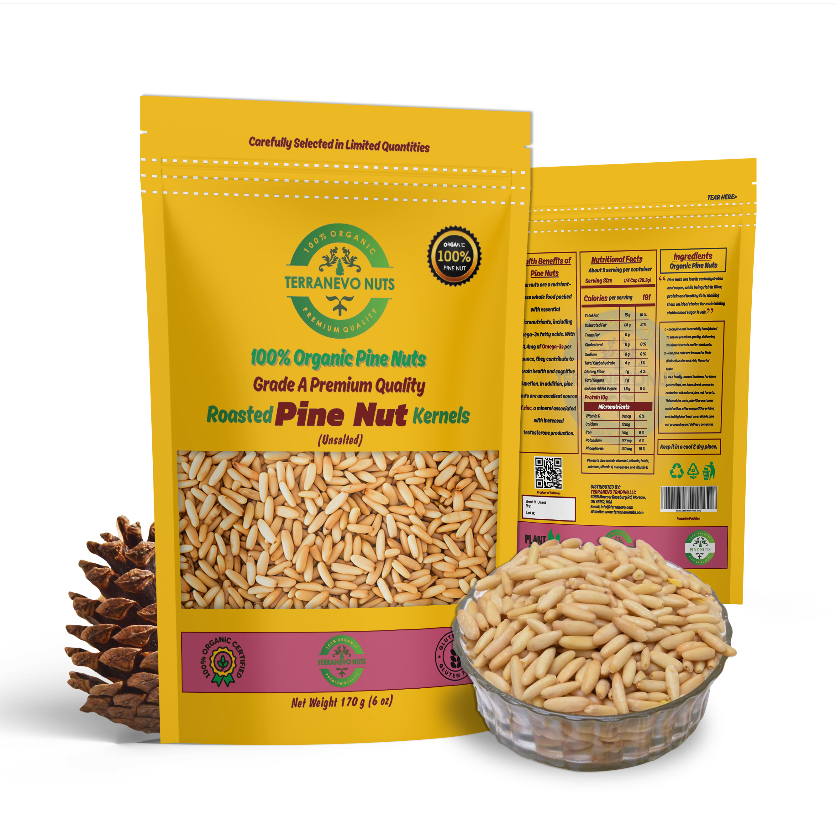 thumbnail video image 2 of Terranevo Nuts " 100% Organic Pine Nuts Kernals", 2 of 6