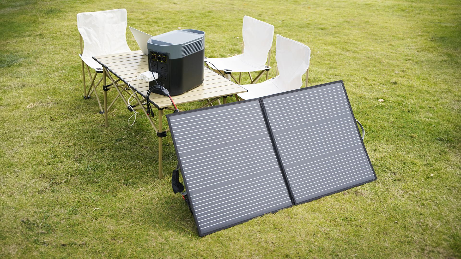 thumbnail video image 2 of MHPOWOS 110W Portable Solar Panel 23.5% High Efficiency Foldable Solar Panel Charger with 20V Output for Power Station Solar Generator Outdoor Camping RV Off Grid System, 2 of 8