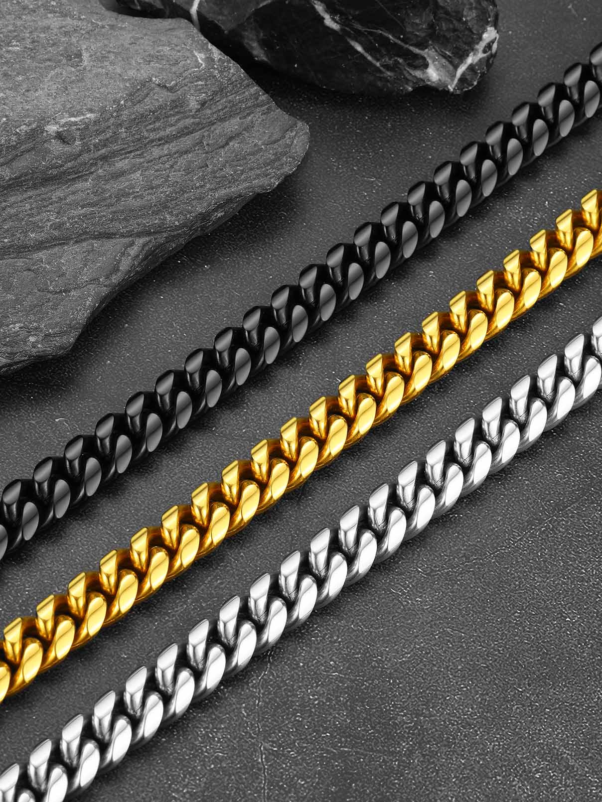 thumbnail video image 2 of FaithHeart Chunky Miami Cuban Link Chain Necklace for Men Stainless Steel Hip Hop Chains Necklaces 6mm Width 20 Inches Length Jewelry Gift for Father Brother Birthday Christmas, 2 of 9