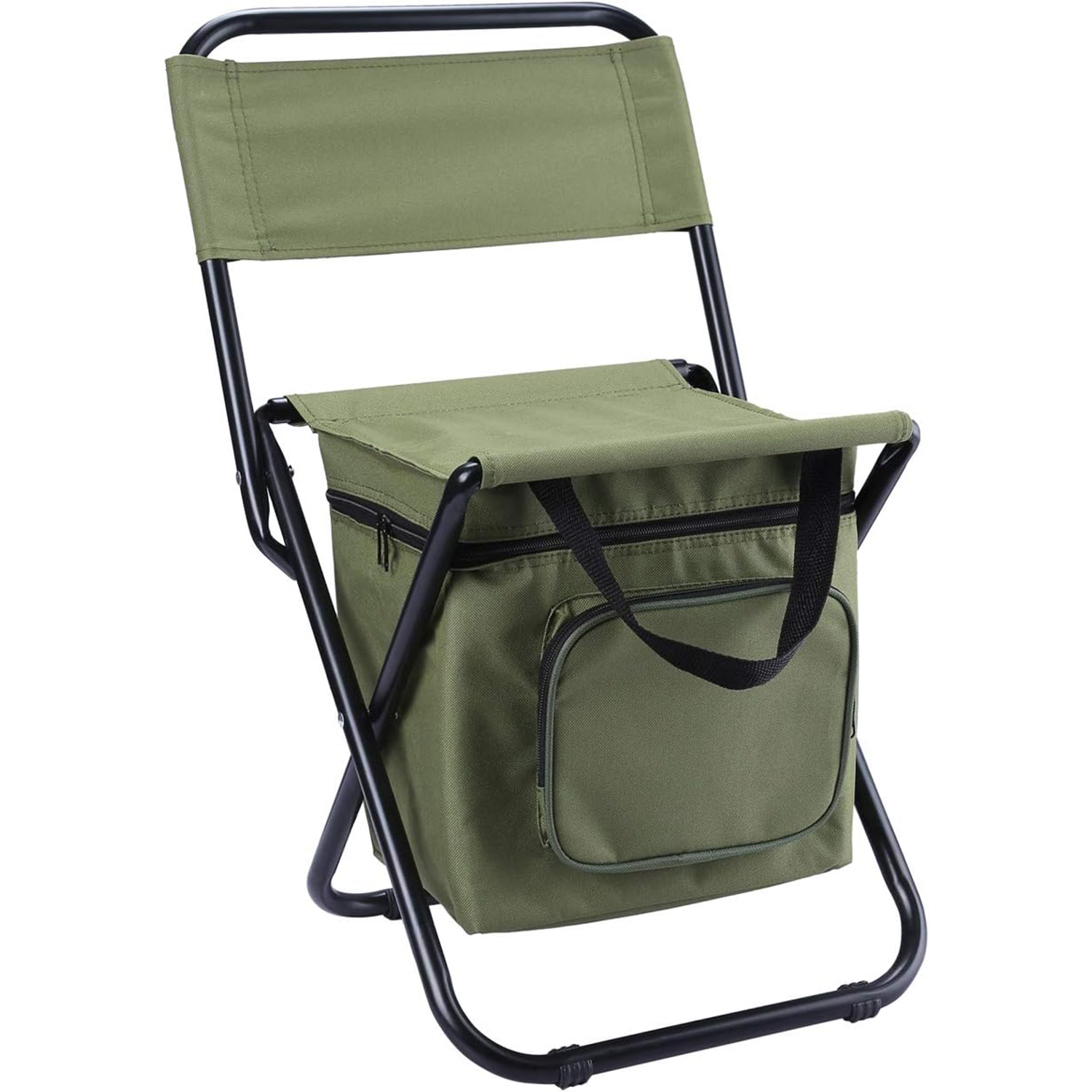 thumbnail video image 2 of Fishing Lightweight Camping Chairs with Cooler Bag, Black, 2 of 14