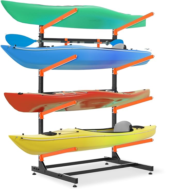 thumbnail video image 2 of UOKRR Weatherproof Steel Kayak Storage Rack 71 Inches 300 lbs Capacity, 2 of 8