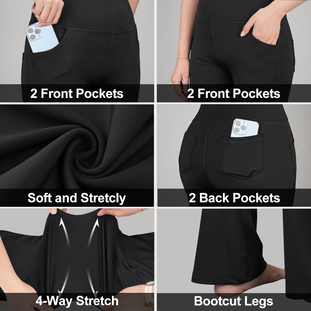 thumbnail video image 2 of Avamo Women's Bootcut Yoga Pants with Pockets Moisture-Wicking High Waist Bootleg Gym Fitness Trousers Plus Size Pant Stretch Yoga Workout Pants for Women, 2 of 7
