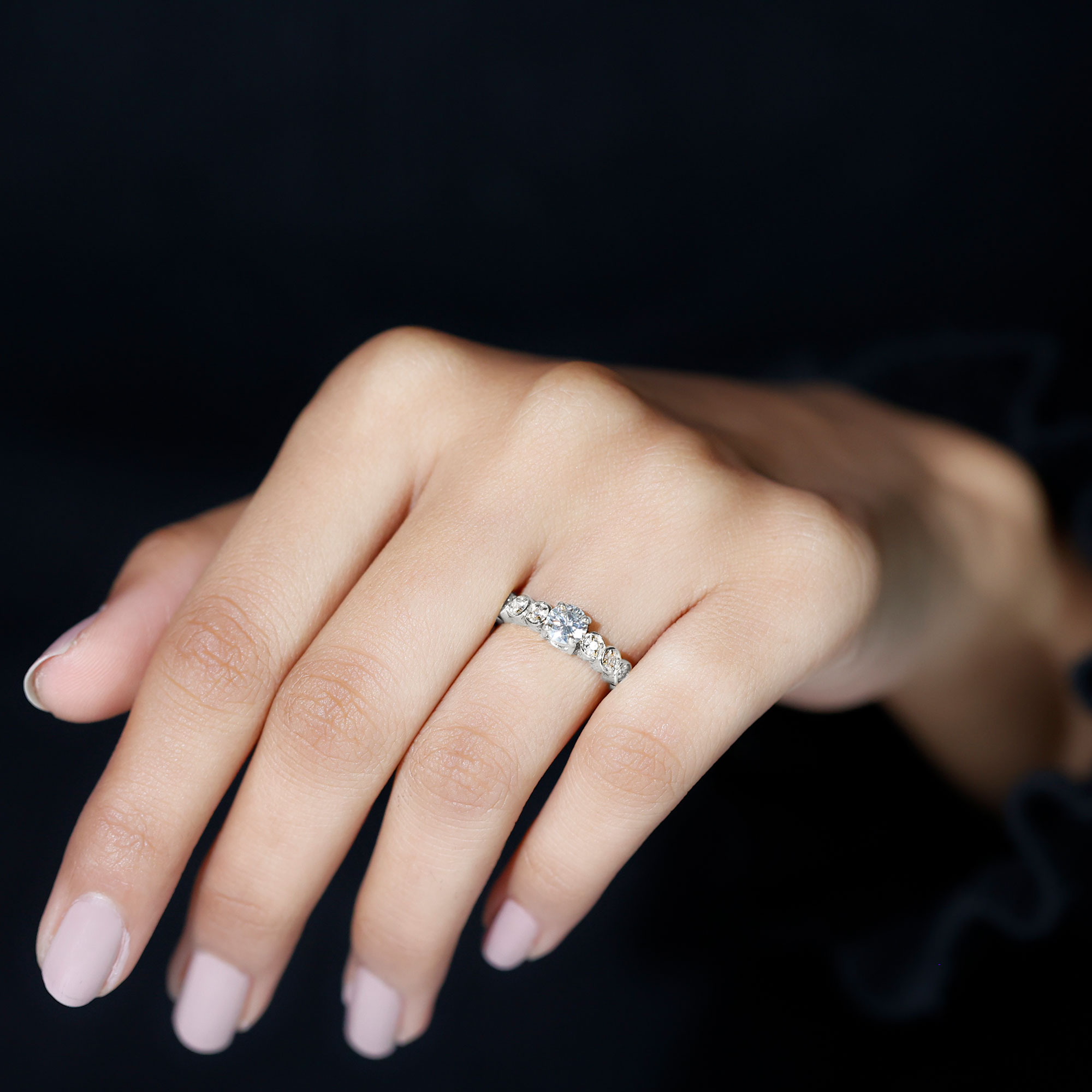 thumbnail video image 2 of Rosec Jewels Moissanite Solitaire Engagement Ring for Women - 5 mm - D-VS1 Quality Certified, 18K Yellow Gold, US 13.00, 2 of 9