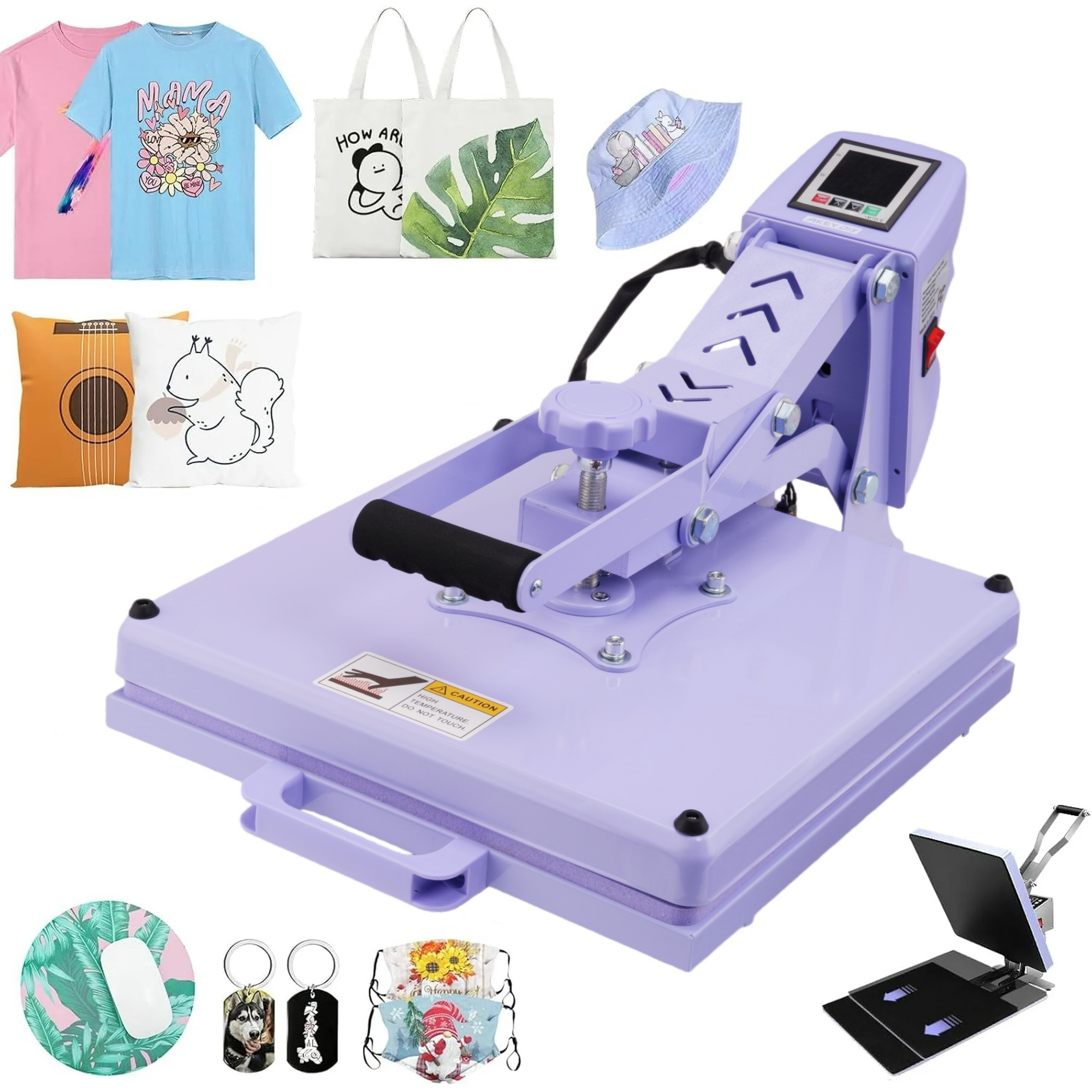 thumbnail video image 2 of Adnoom Clamshell Heat Press 15x15 with Slide Out Design, Industrial-Quality Sublimation Press with Dual Tube Heating System, Digital Heat Transfer Machine for T-shirt, Mouse Pad, Pillows, Purple, 2 of 8
