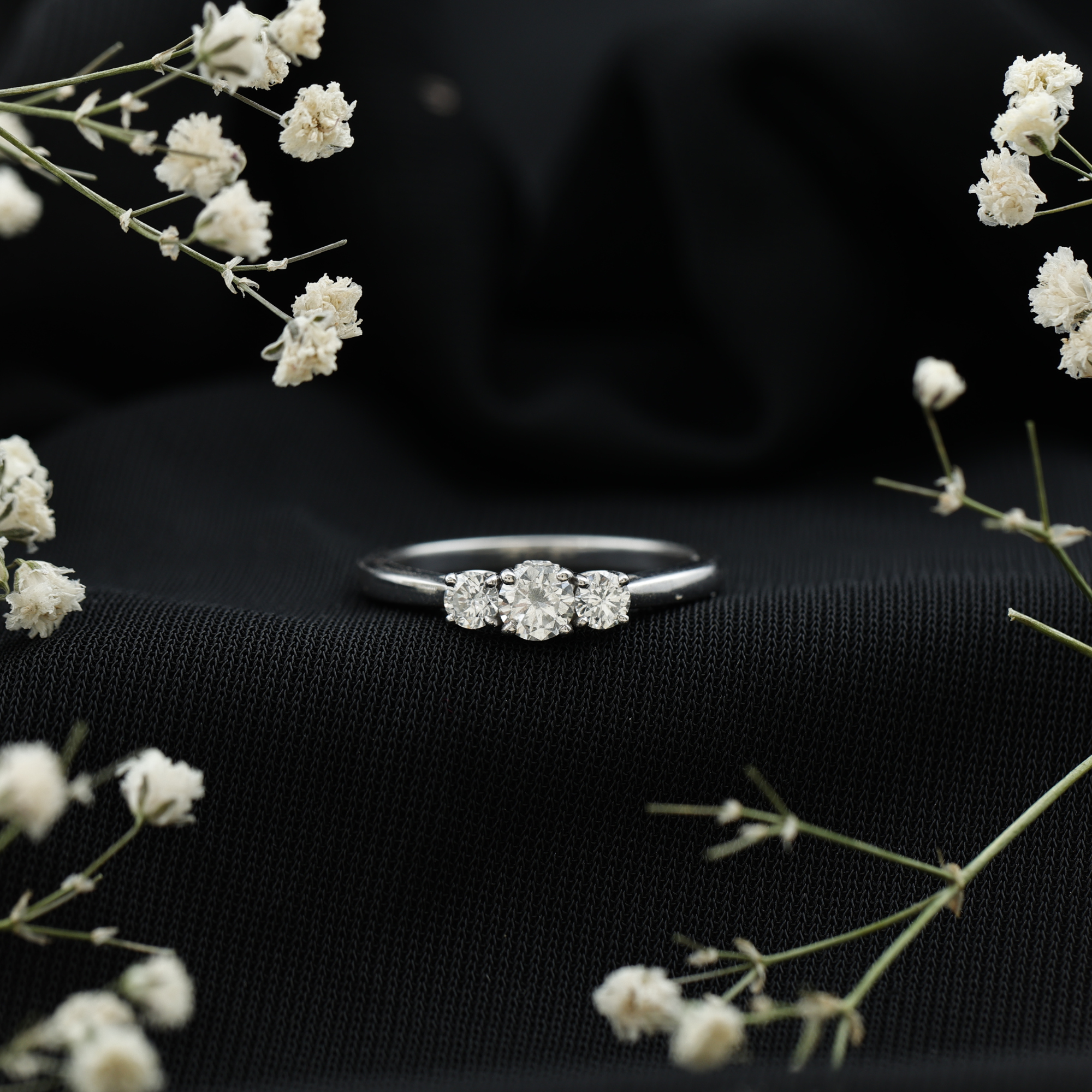 thumbnail video image 2 of Rosec Jewels 3 Stone Ring - Lab Diamond Promise Engagement Ring - Ready to Gift, 925 Sterling Silver, US 4.00, 2 of 9