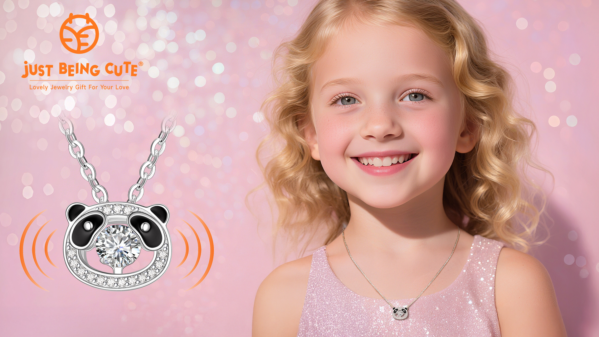 thumbnail video image 2 of Just Being Cute Panda Necklace for Women, 925 Real Sterling Sliver Moissanite Dancing Pendant Necklace Birthday Mothers Day Jewelry Gifts for Daughter Mom, 2 of 8