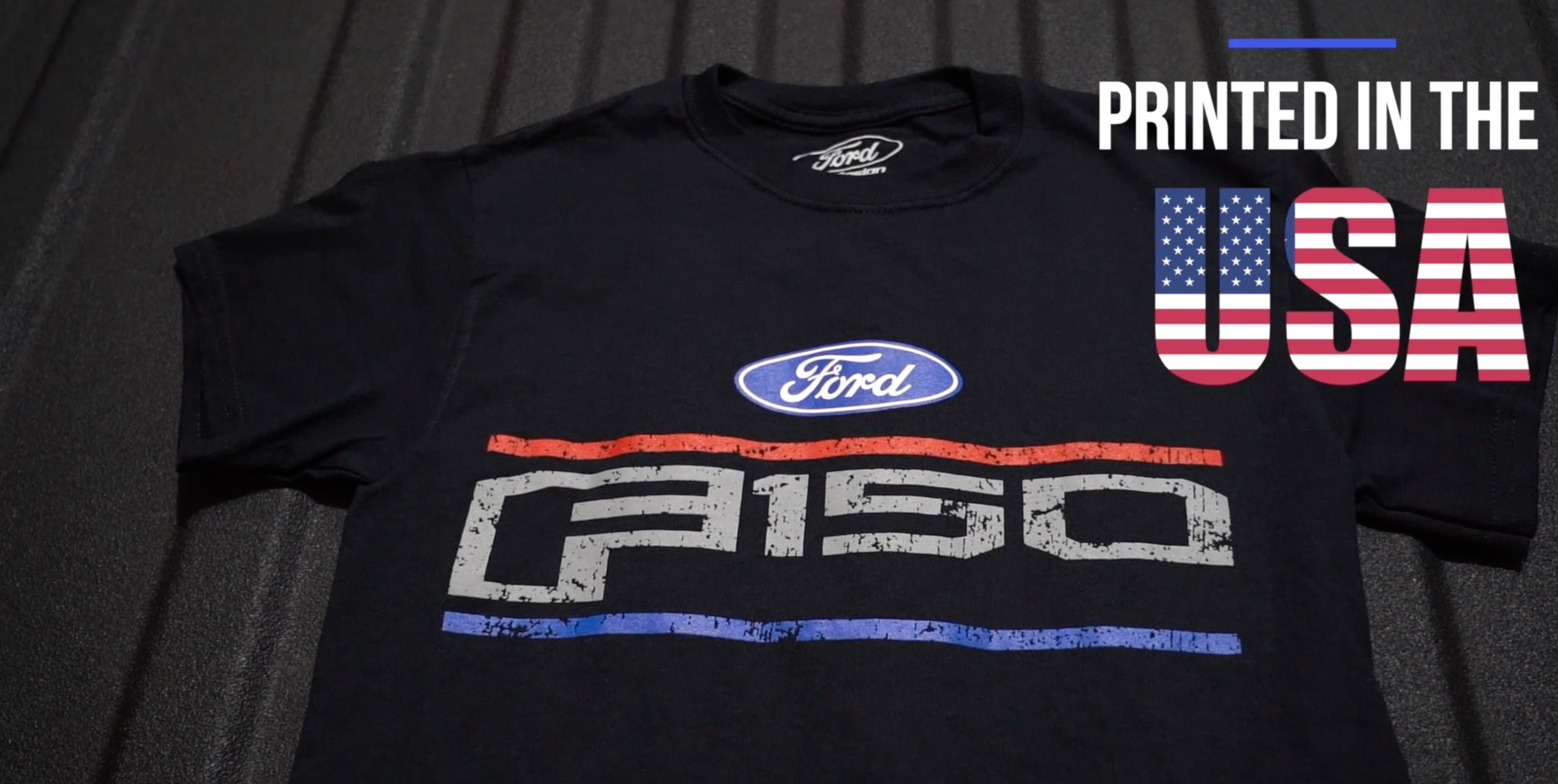 thumbnail video image 2 of JH Design Group Men's Ford F150 Distressed Logo Crew Neck T-Shirt, 2 of 6