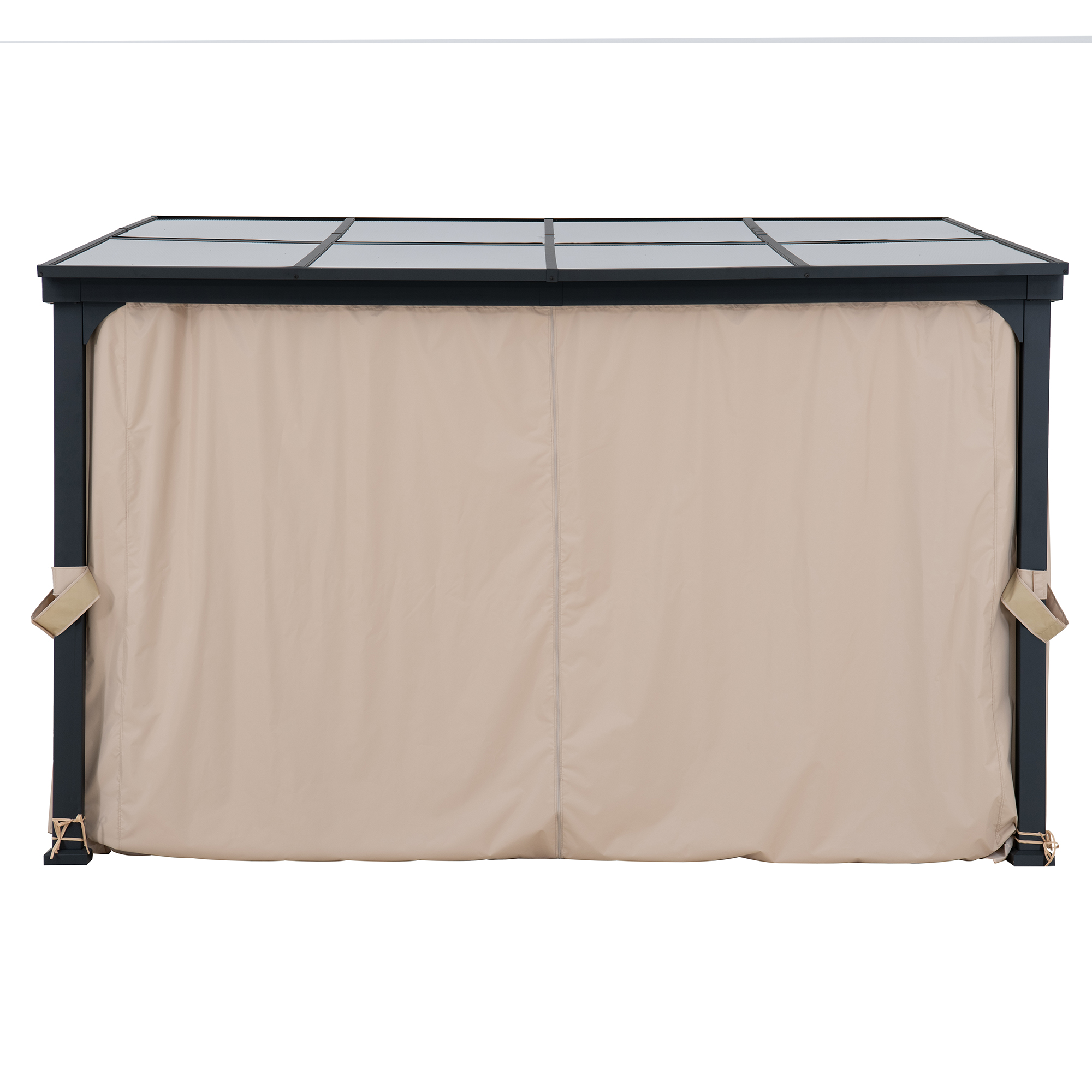 thumbnail video image 2 of Sunjoy 10 x 12 ft Wall Mounted Gazebo with Polycarbonate Roof, Black Aluminum & Metal Frame Lean to Gazebo with Curtains and Netting, 2 of 20