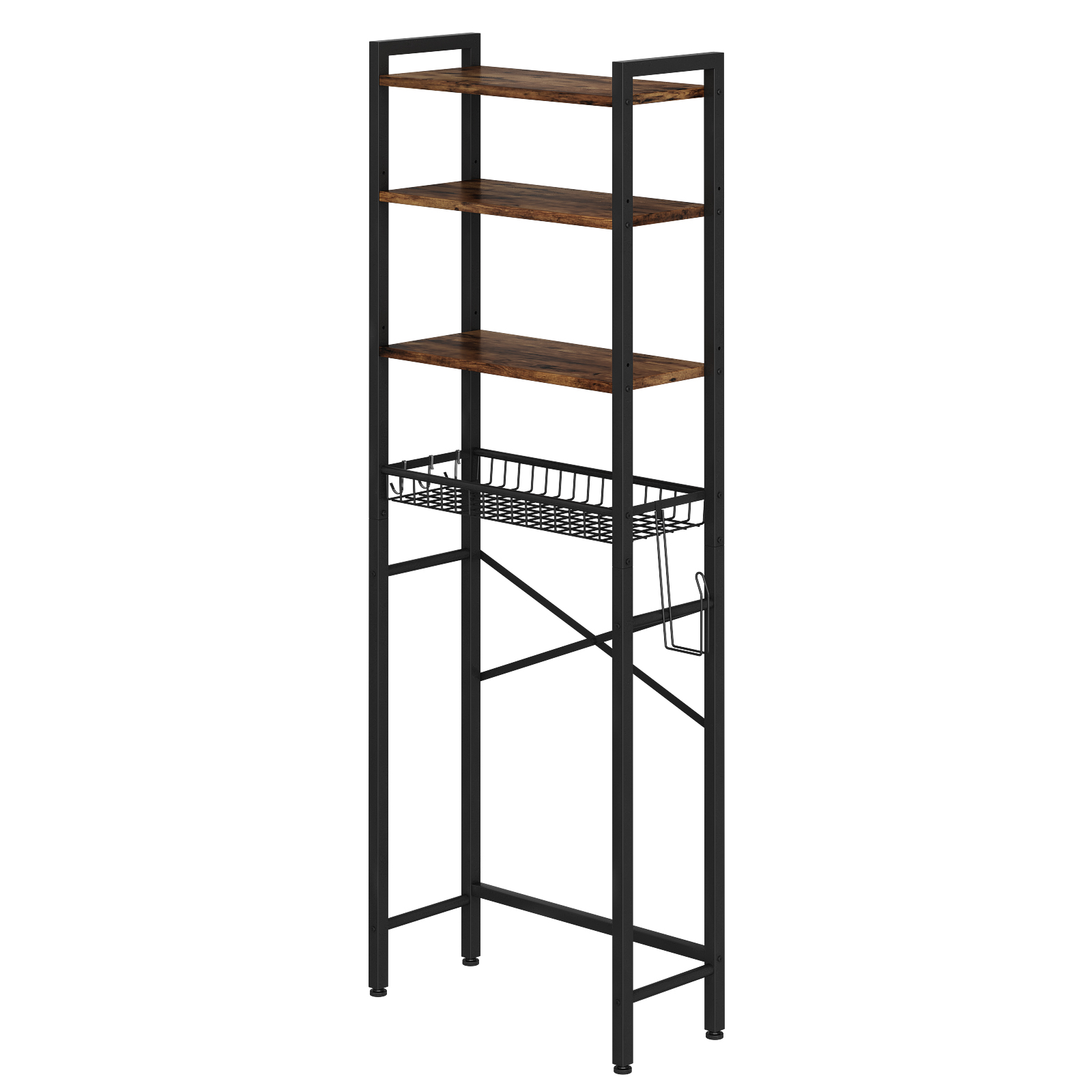 4 Tier Over The Toilet Storage, Adjustable Wood Over Toilet Bathroom  Organizer, Freestanding Shelves, 92 to 116 Inch Tall, Black - AliExpress