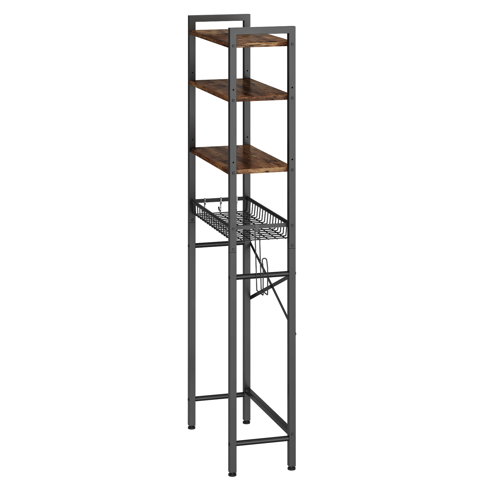 4 Tier Over The Toilet Storage, Adjustable Wood Over Toilet Bathroom  Organizer, Freestanding Shelves, 92 to 116 Inch Tall, Black - AliExpress