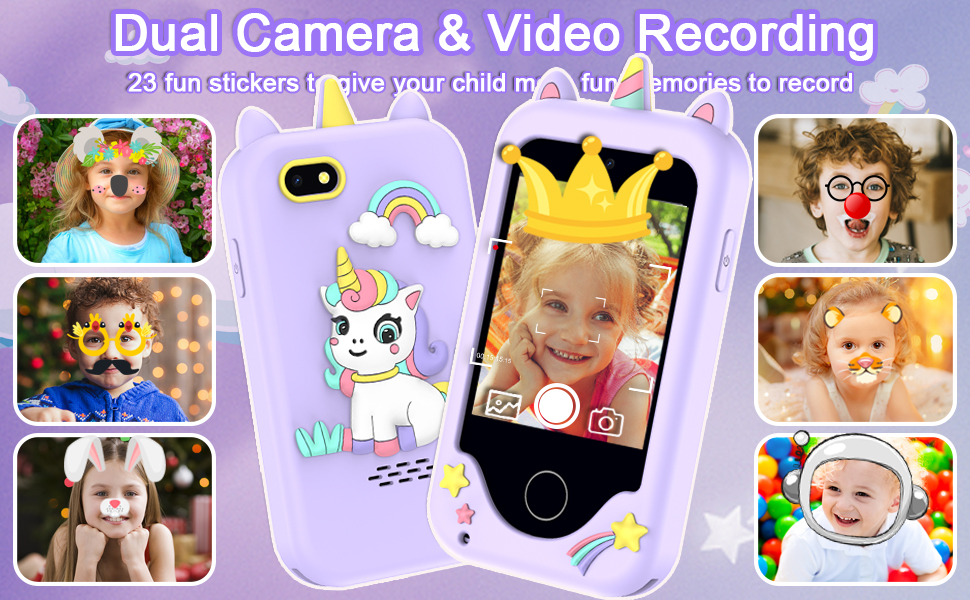 thumbnail video image 2 of Kids Smart Phone for Girls Unicorn Gifts for Age 6-8 with Dual Camera Music Game Stories Touchscreen Kids Phone Learning Toy Christmas Birthday Gifts for 3 4 5 6 7 Year Old Girls with 8G SD Card, 2 of 8