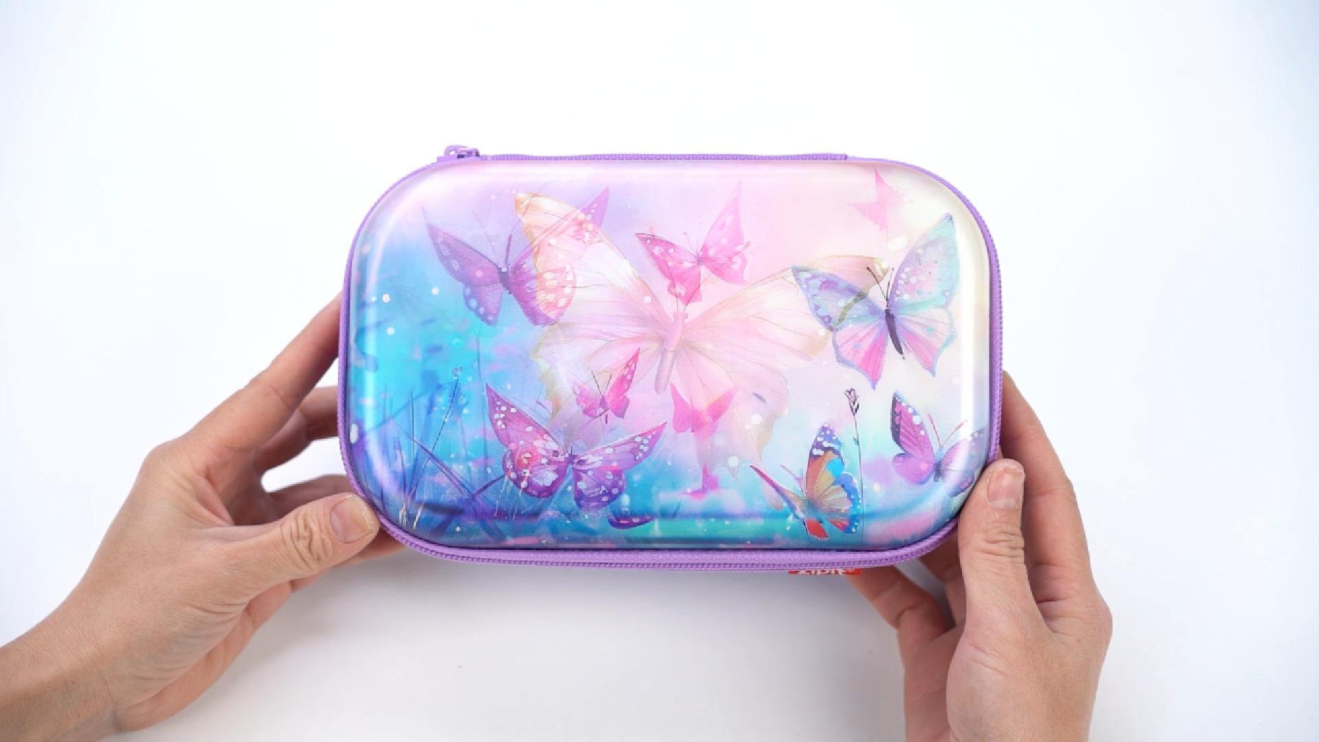 thumbnail video image 2 of ZIPIT 3D Pencil Box for Girls | Lenticular Pencil Case for School | Large Capacity Pencil Pouch (Butterflies), 2 of 8