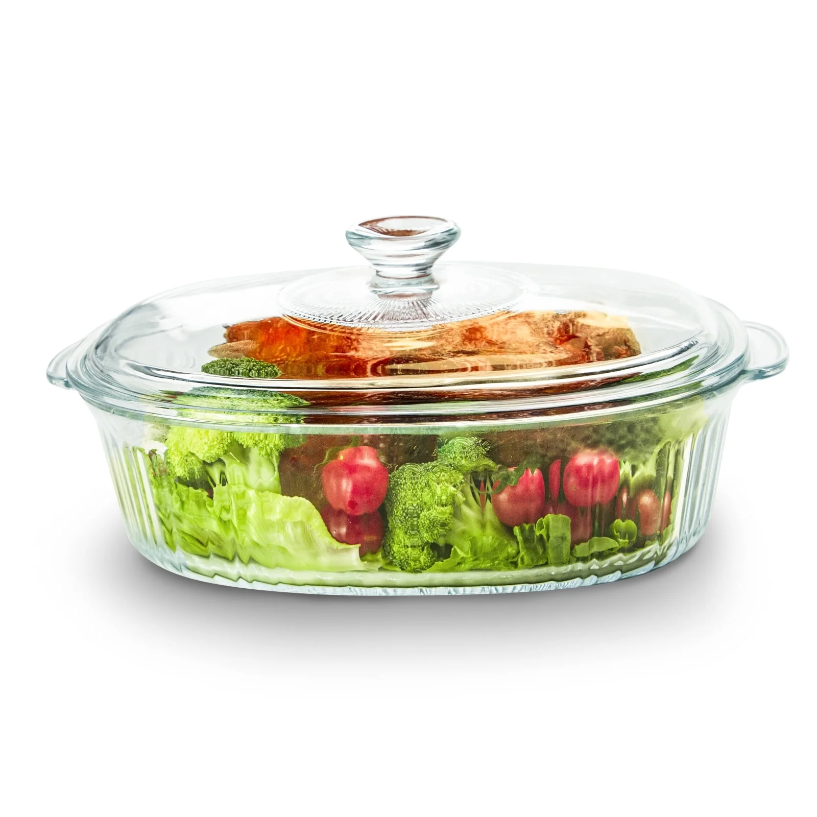 thumbnail video image 2 of WhiteRhino 2.8L/3Qt Glass Casserole Dish with Lid,Oval Glass Baking Container for Oven Cooking,Kitchen Storage, 2 of 9