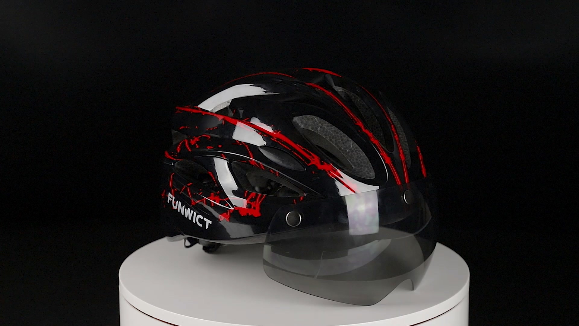 thumbnail video image 3 of FUNWICT Bicycle Helmet with Light and Magnetic Goggles Lightweight Bike Helmet for Adult Men Women, 3 of 9