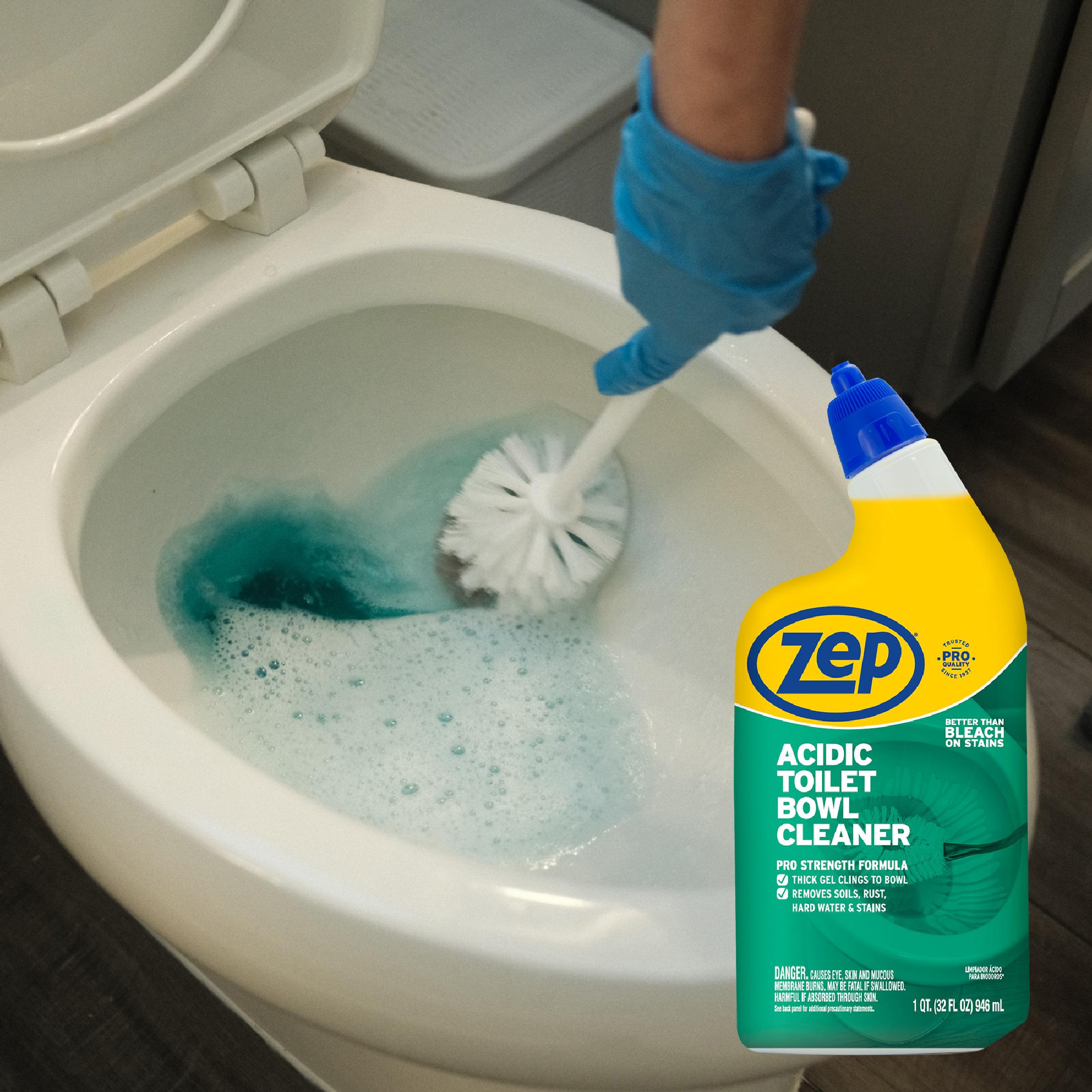 thumbnail video image 2 of Zep Acidic Toilet Bowl Cleaner - 32 oz. (Case of 12) ZUATBC32 - Removes Hard Water Stains, 2 of 10