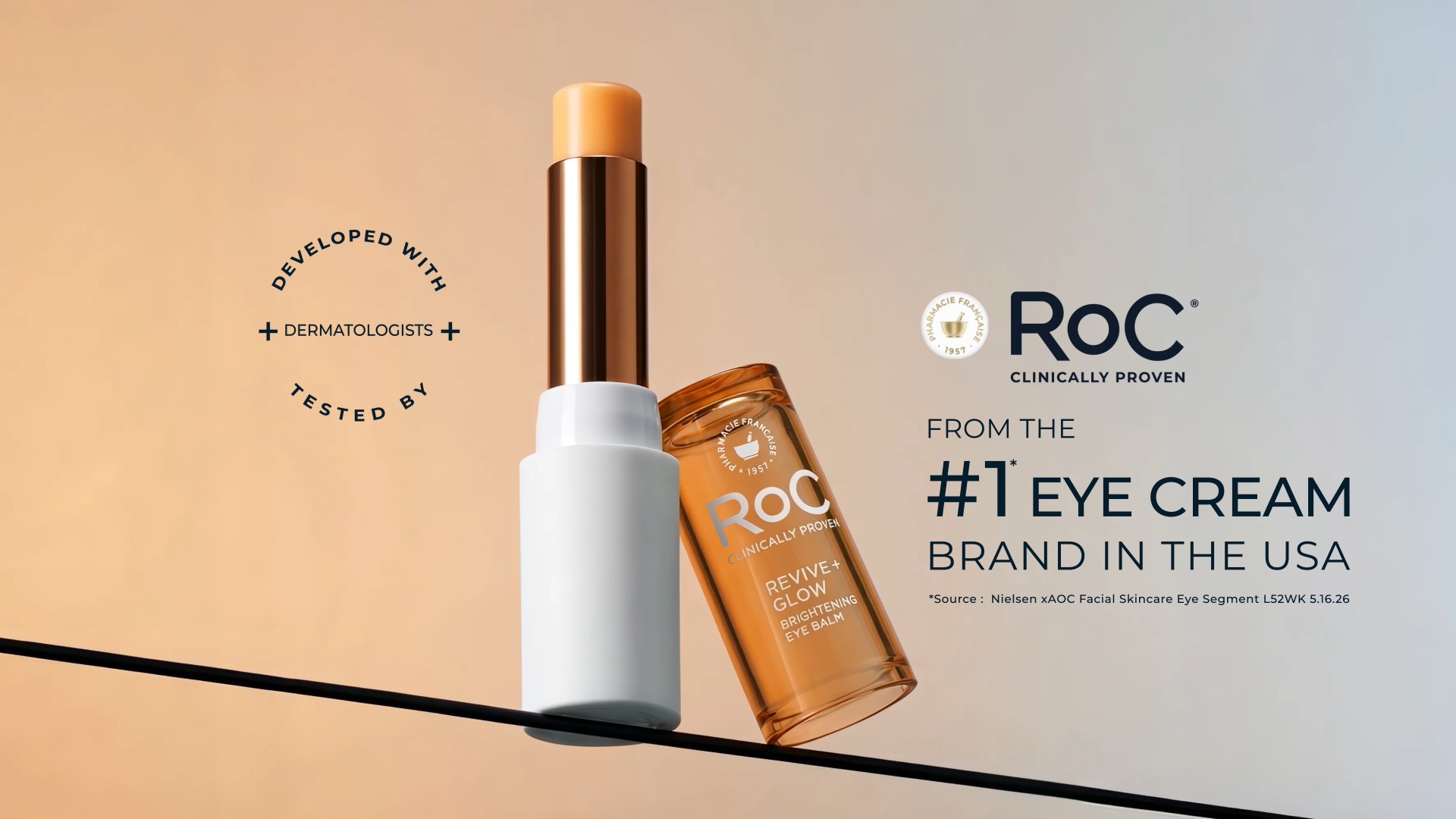 thumbnail video image 2 of RoC Multi Correxion Revive + Glow Vitamin C Eye Balm,Touchless Stick Under-Eye Brightener for Dark Circles & Puffiness, Fragrance-Free, 0.14 oz, 2 of 9