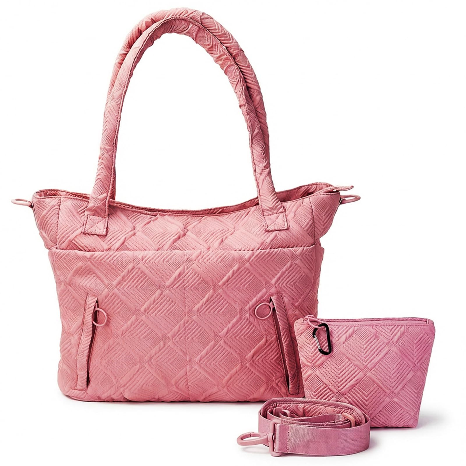 thumbnail video image 2 of Tote Bag for Women, Lightweight Puffy Tote Bag with Compartments Shoulder Bag Handbag for Travel, Work, Gym | Lightweight, Puffy, Quilted, for Travel, Work, 2 of 9