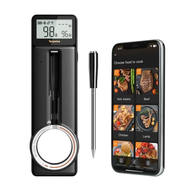 thumbnail video image 2 of Tempwise Wireless BBQ Cooking Meat Thermometer with Instant Read, HD Screen, 60Min Offline Storage, 2 of 10