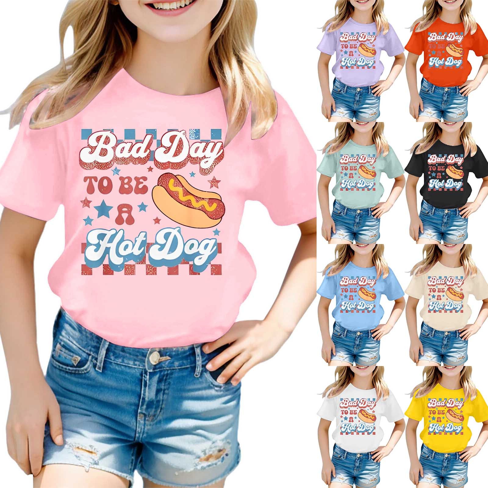 thumbnail video image 2 of WMQPNNS Girls T Shirts Tops for Kids 12-14 Casual Short Sleeve Crewneck Blouse Loose Fit Printed Cotton Tee Shirt Graphic Tees for Summer(Size 12-13 Years, Purple-2), 2 of 5
